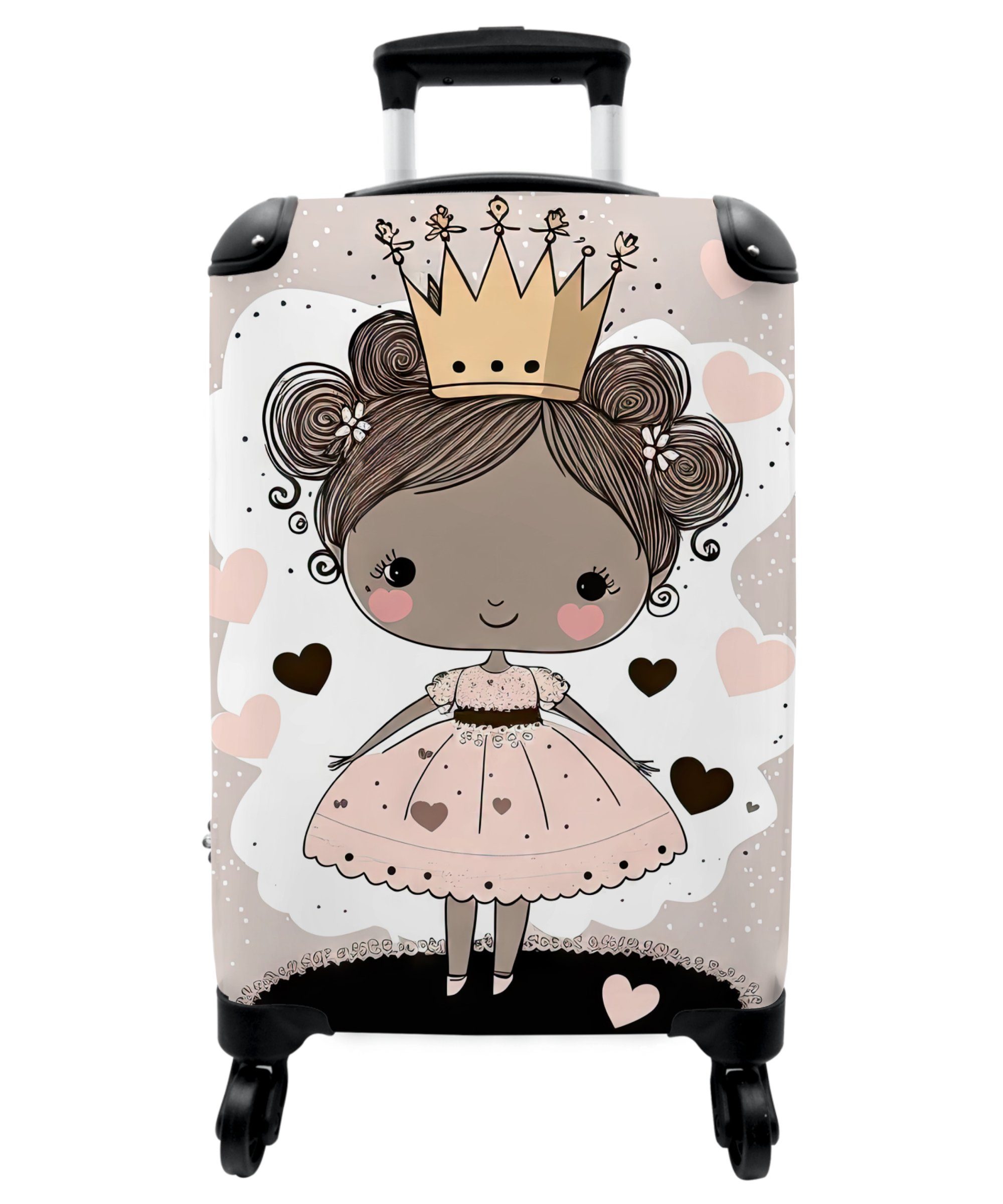 Prinzessinnen rollen, - NoBoringSuitcases.com© Kindertrolley, 55x35x20cm Mädchen für Mädchen, 4 Koffer - Rollen, mit - Pastell Herzen 4 Kleid - Kinderkoffer Reisekoffer