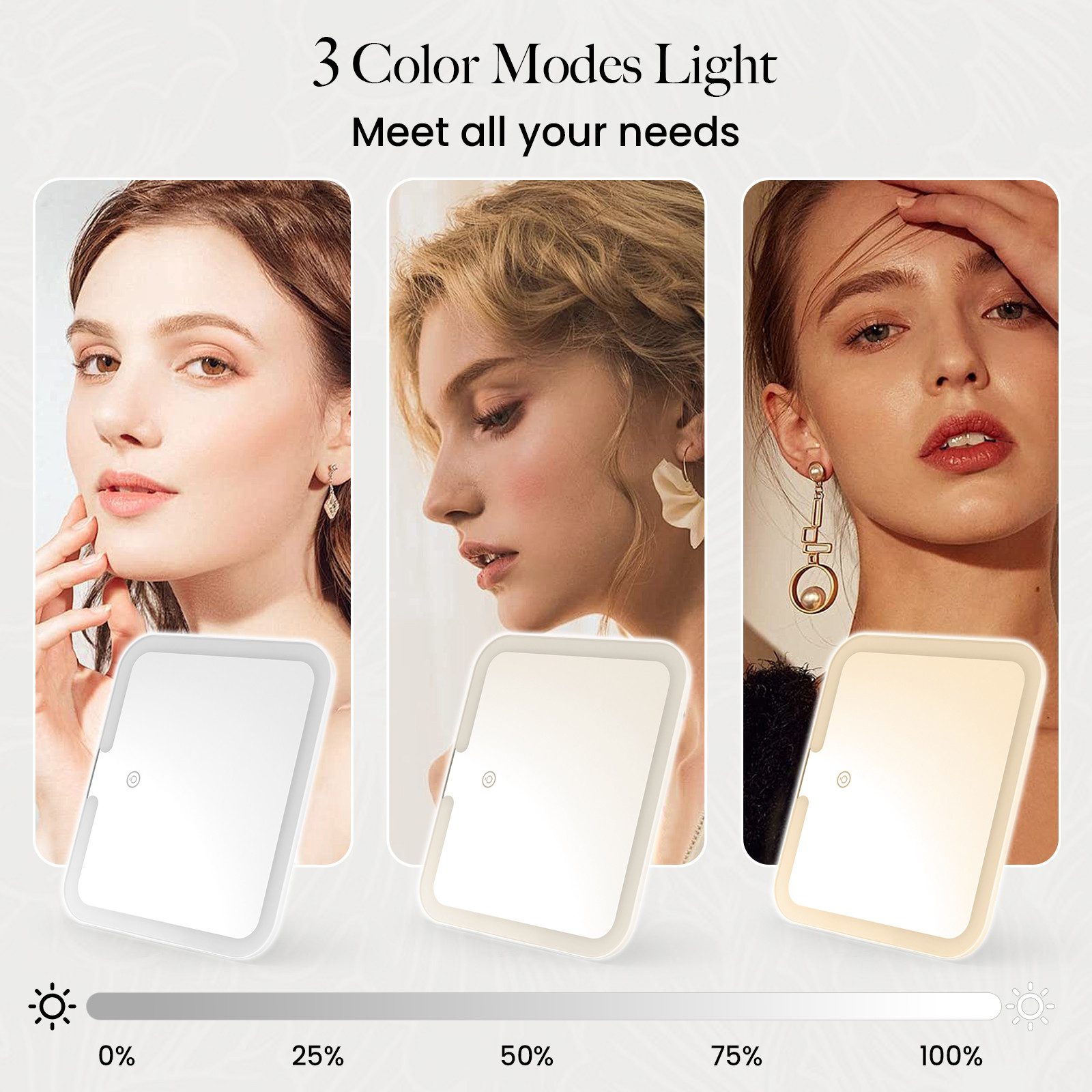 Youyijia Aufbewahrungsbox Reise Make-up Tasche mit LED Spiegel, 3 Lichtfarben & Dimmbar – Bild 4 von 5