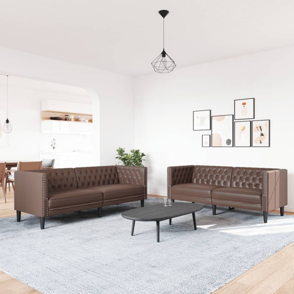 vidaXL Sofa 2-tlg. Chesterfield-Sofa-Set Braun Kunstleder günstig online kaufen