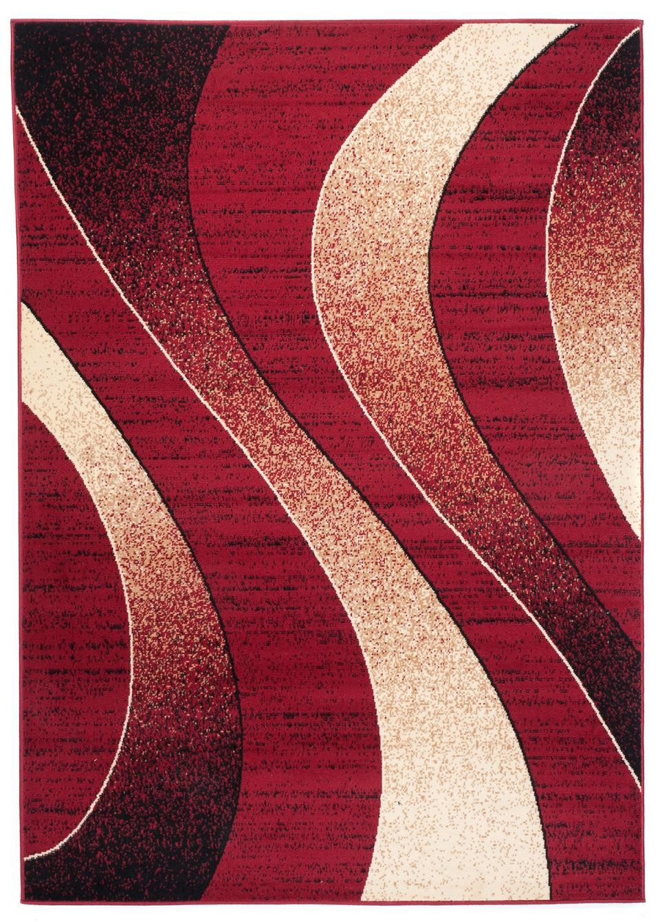 Mazovia Teppich Retro Streifen Rot Wohnzimmer, Schlafzimmer, Büro, Esszimmer, Fußbodenheizung