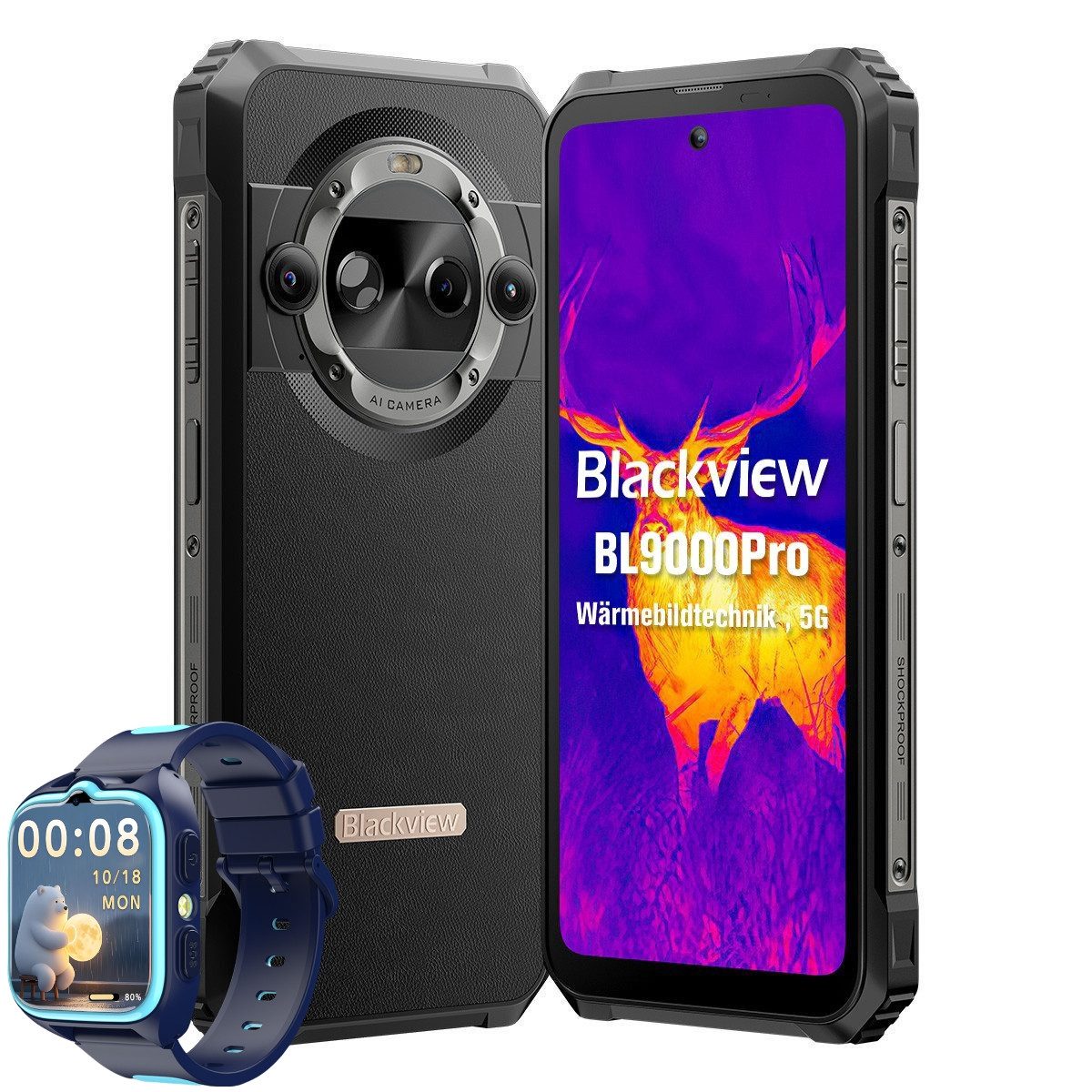 blackview BL9000Pro mit Wärmebildkamera incl. Z30 Smartphone (6.78 Zoll, 50 MP Kamera, 2.4K, 5G, 8800 mAh, 120W, NFC, IP69K, mit Wärmebildkamera)
