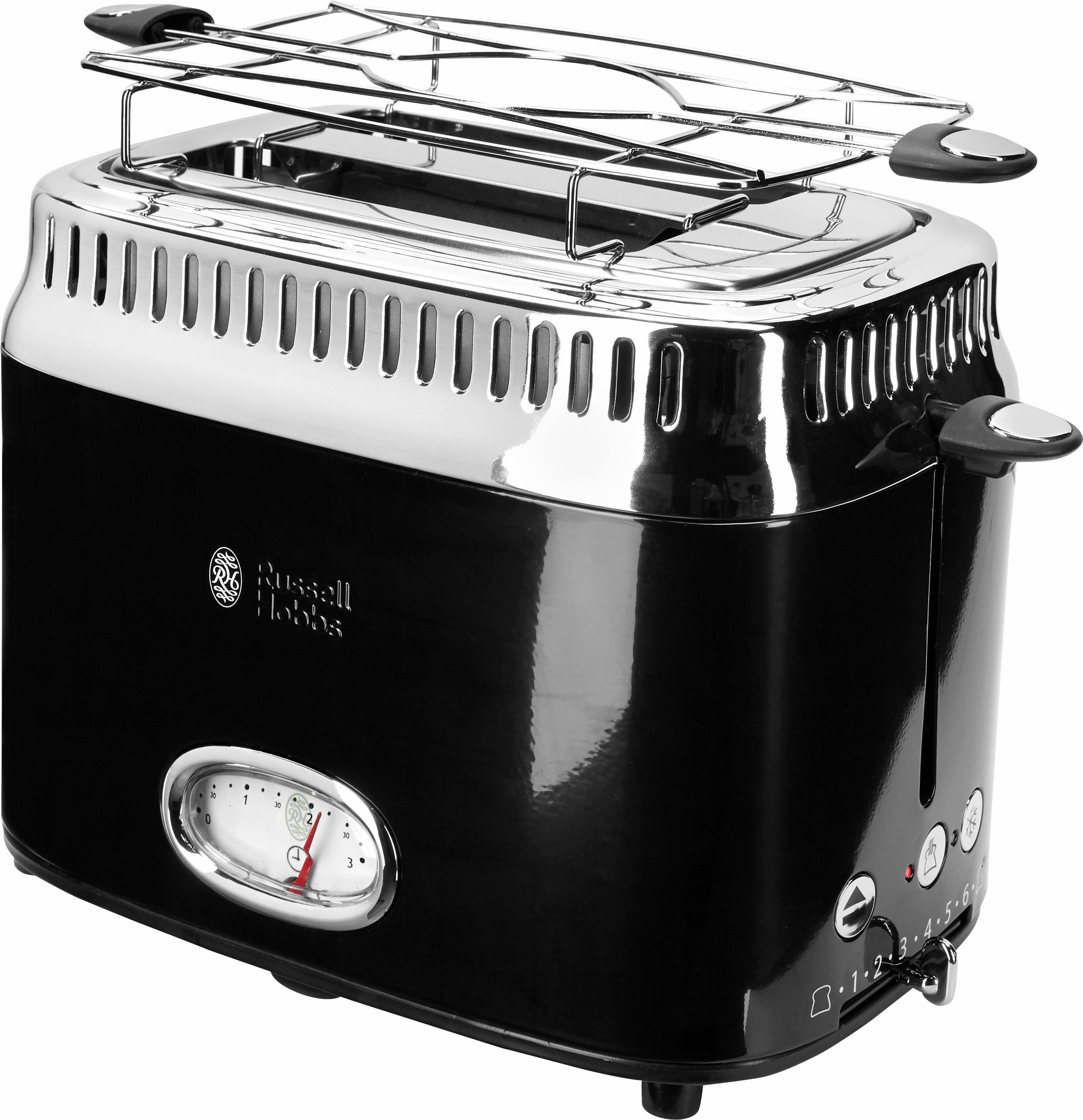 RUSSELL HOBBS Toaster 21681-56, 2 kurze Schlitze, 1300 W, Retro Classic Noir Schwarz