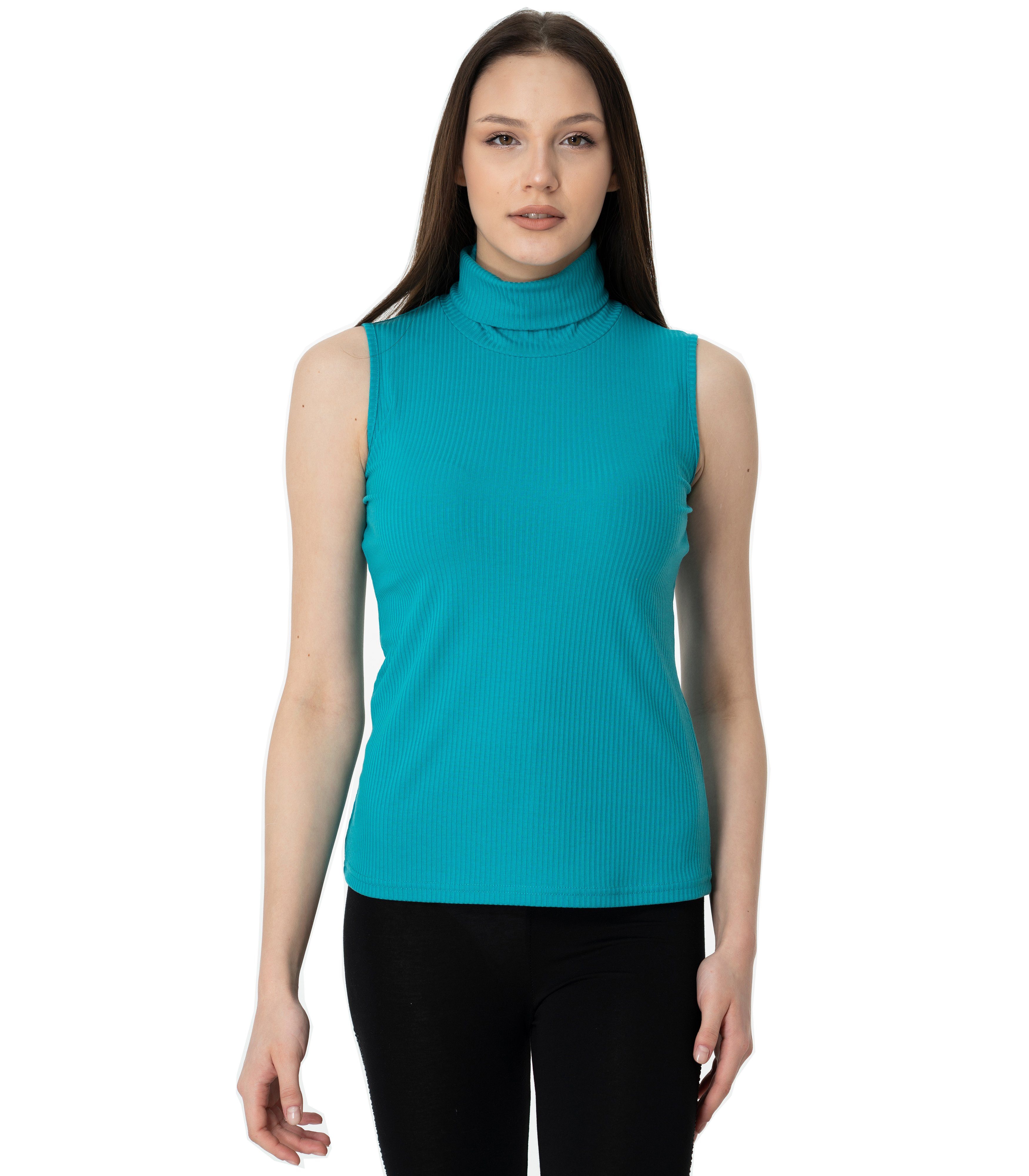 Rollkragenshirt Damen Ärmellos Shirt mit Rollkragen