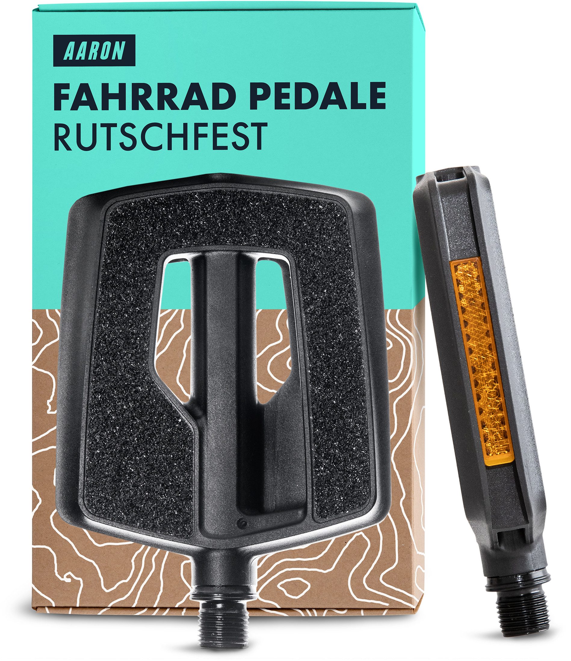 AARON Fahrradpedale Urban Pedale Schwarz Aluminium MTB Trekking Stadtrad 9/16 Zoll