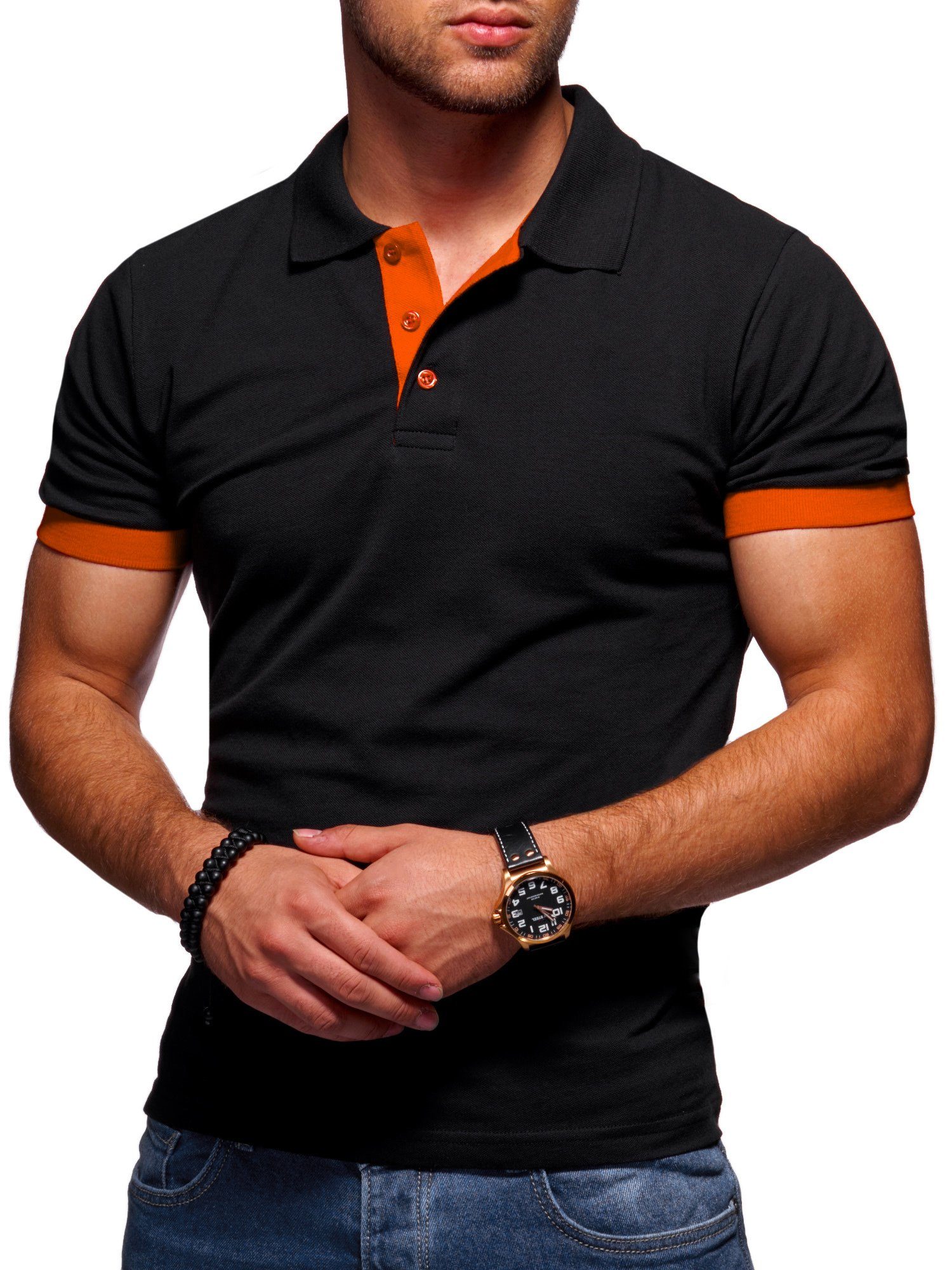 Schwarz-Orange Poloshirt Style-Division Basic Polo-Hemd SDTACOMA