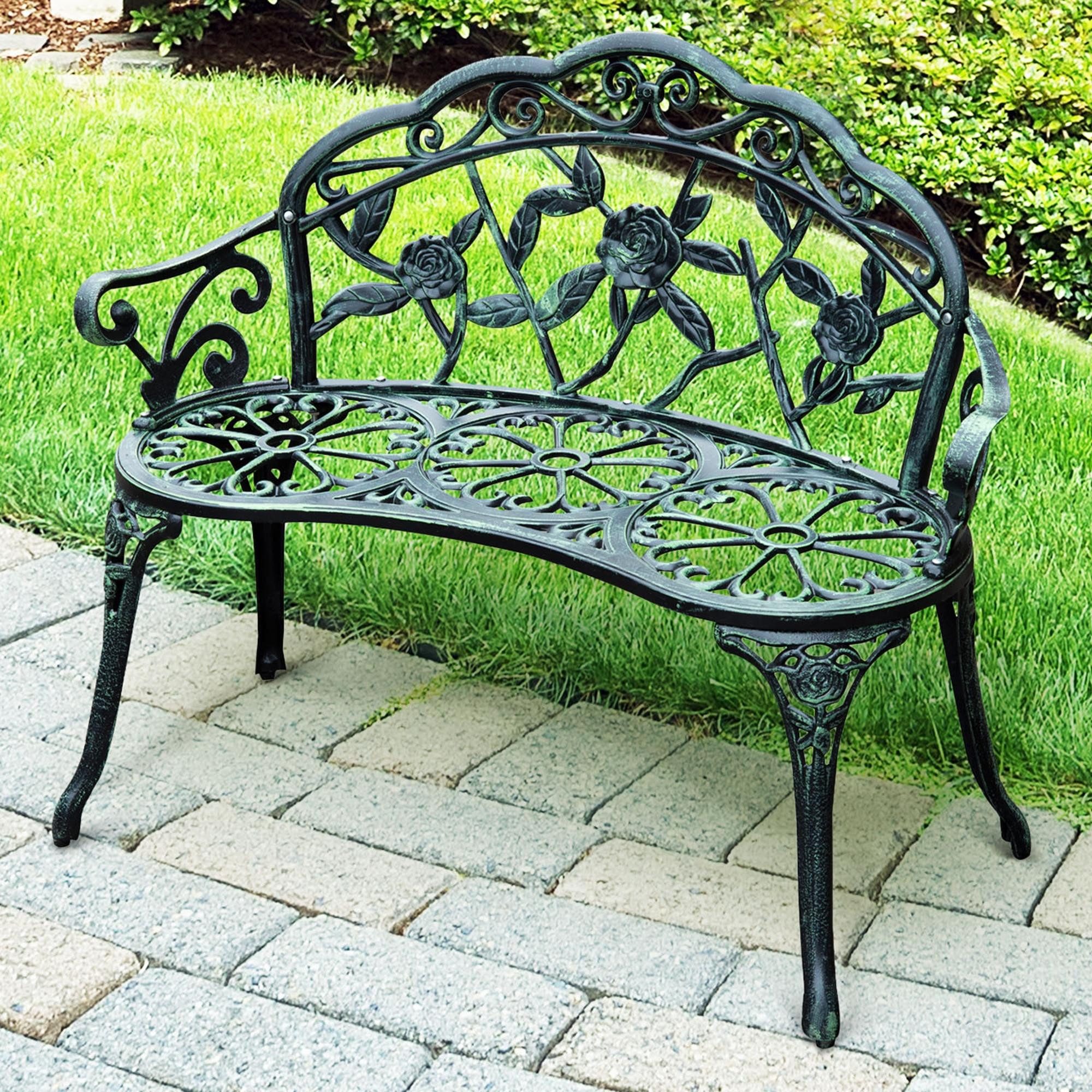 Outsunny Gartenbank Bank Gartenmöbel 2-Sitzer Metall (Sitzbank, 1-St., Parkbank), 100 x 54 x 78 cm