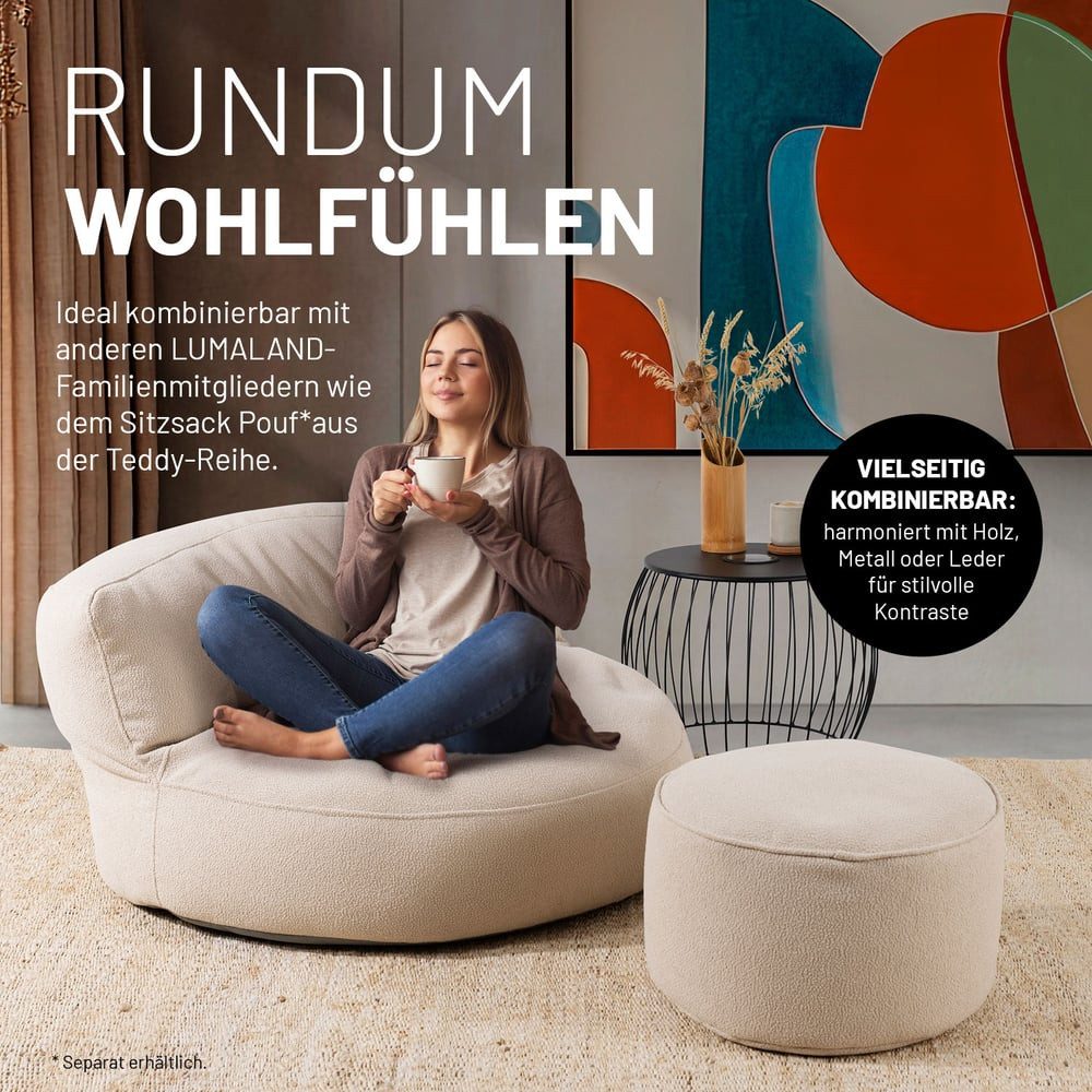 Lumaland Loungeset Sitzsack Lounge Teddy 320L, Indoor-Bezug - weich waschbar - perfekt fürs moderne Zuhause – Bild 4 von 5