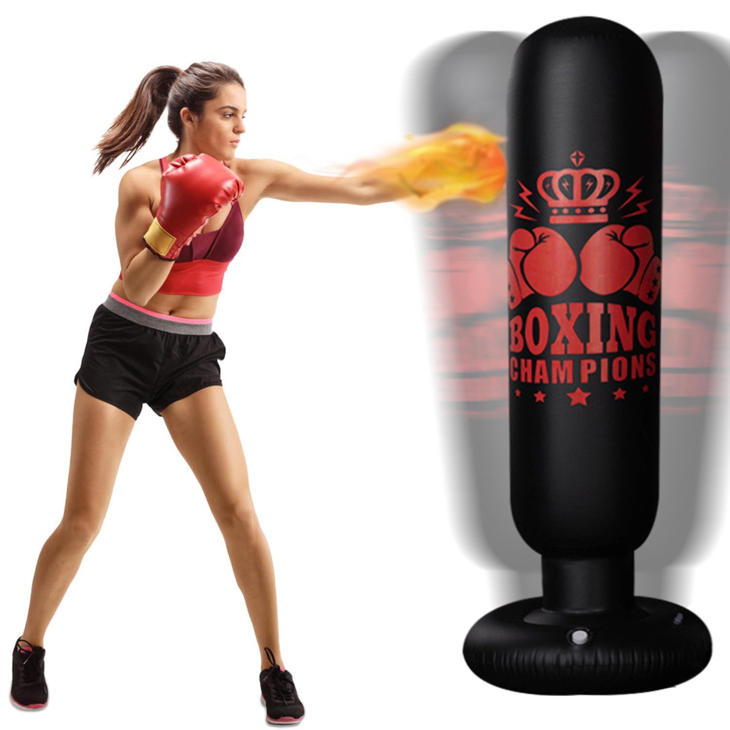 ZEUOPQ Standboxsack Boxsack aufblasbare Standboxsack 1,6 m für das Taekwondo-Training (Aufblasbare Boxsäule, geeignet für Training und Stressabbau)