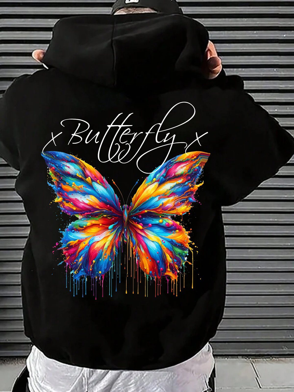 RMK Kapuzenpullover Herren Hoodie Oversize Langarm Longshirt Butterfly Schm günstig online kaufen