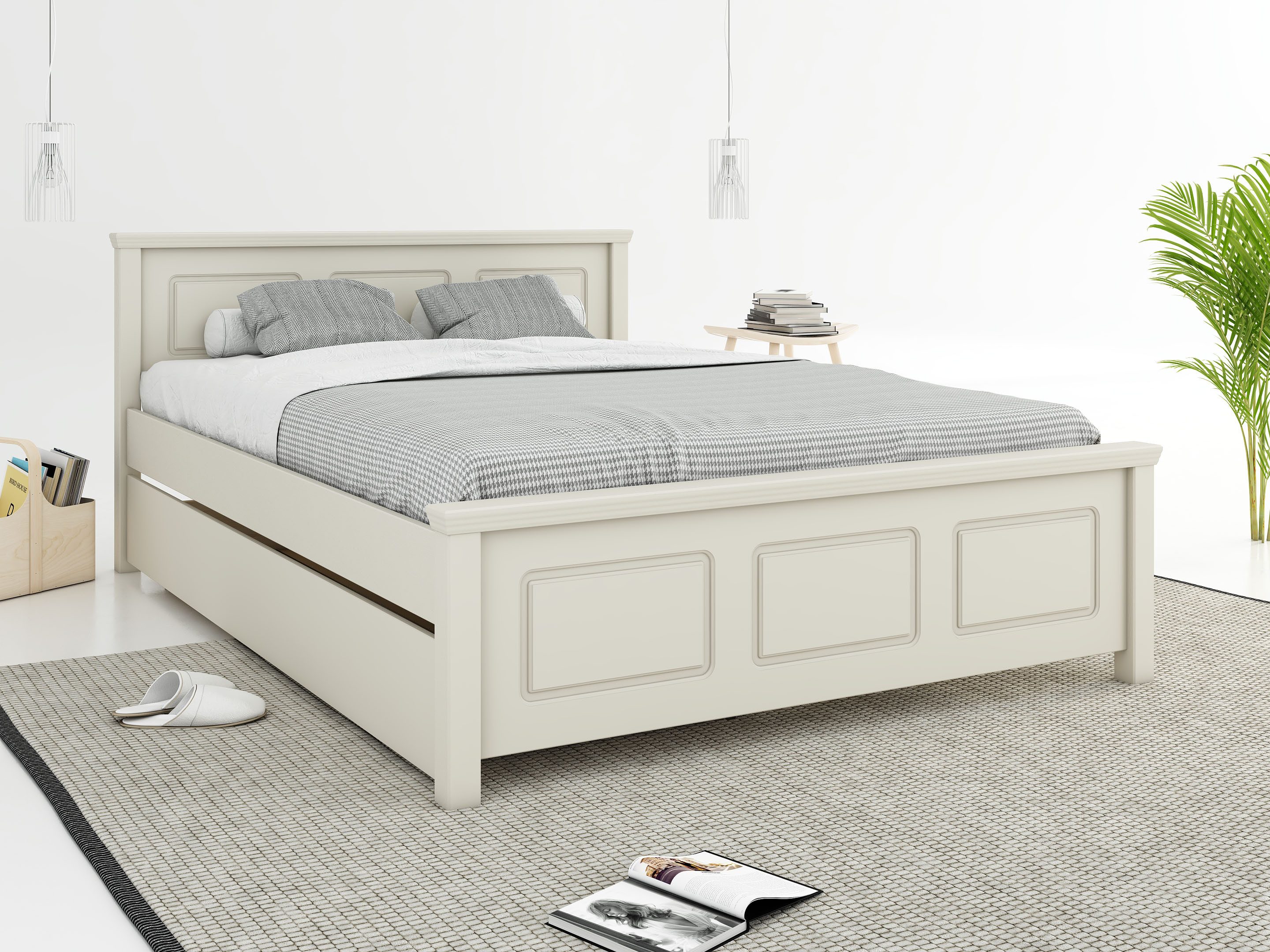 OTTO home Massivholzbett ERIKK', Made in Europe, optional mit Schublade, Massivholz Kiefer (FSC® zertifiziert), in mehreren Größen, Landhausstil mit Kassettenoptik