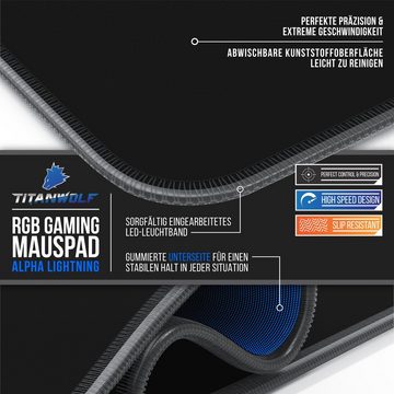 Titanwolf Gaming Mauspad, XXXL RGB 1200x600mm Mousepad, Präzision & Geschwindigkeit, abwaschbar