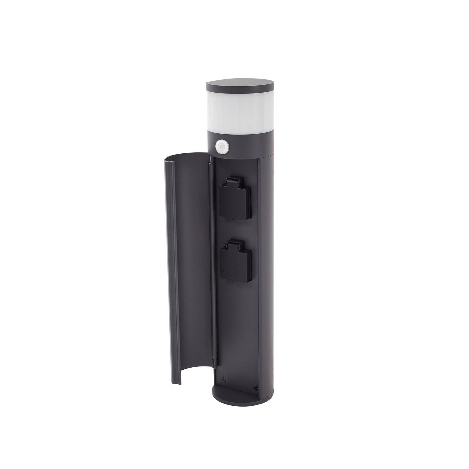 Lucande Außen-Stehlampe Corban, Metall, Schwarz IP44mit Bewegungsmelder, 1 x 8 W LED