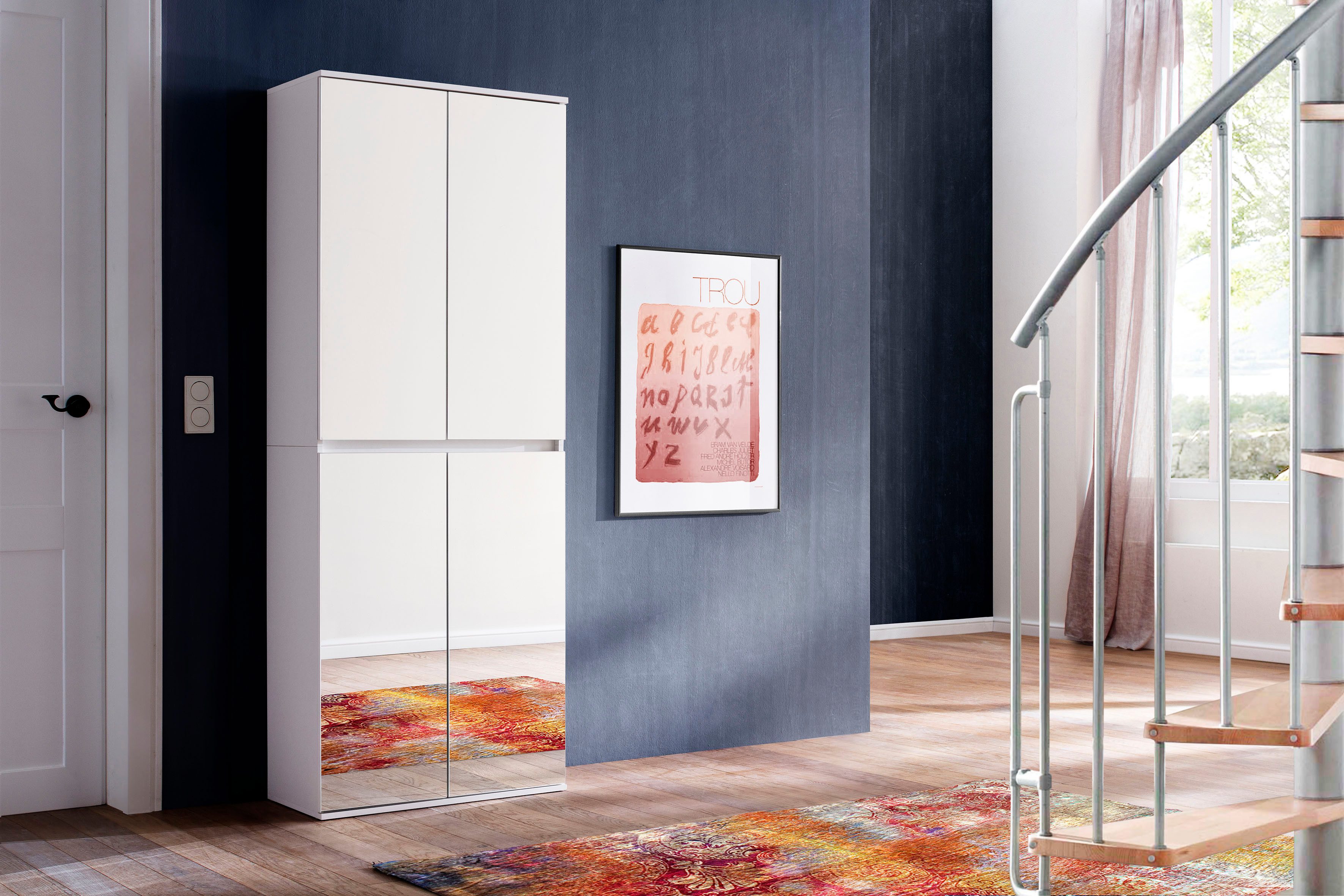 Home affaire Garderobenschrank Malcesine Garderobenschrank mit 4 Türen - (B/T/H) 74/34/191 cm
