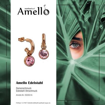 Amello Paar Ohrhänger Amello Ohrringe Edelstahl Ohrhänger rosa (Ohrhänger), Damen Ohrhänger aus Edelstahl, vergoldet (Roségold 333) rosegold, rosa