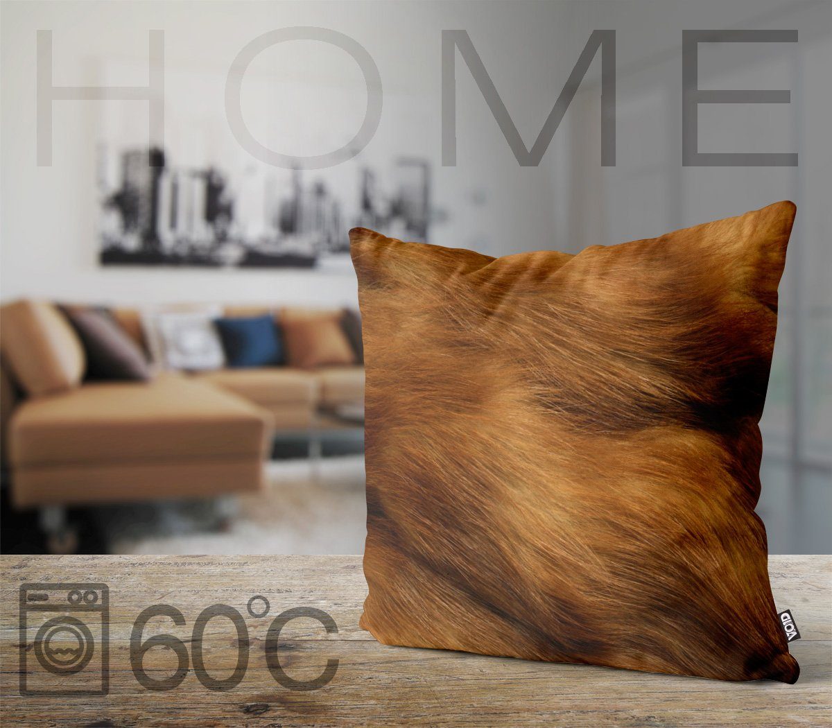 VOID Kissenbezug, Löwenfell Print Outdoor Indoor Löwe Fell Leo Raub katze