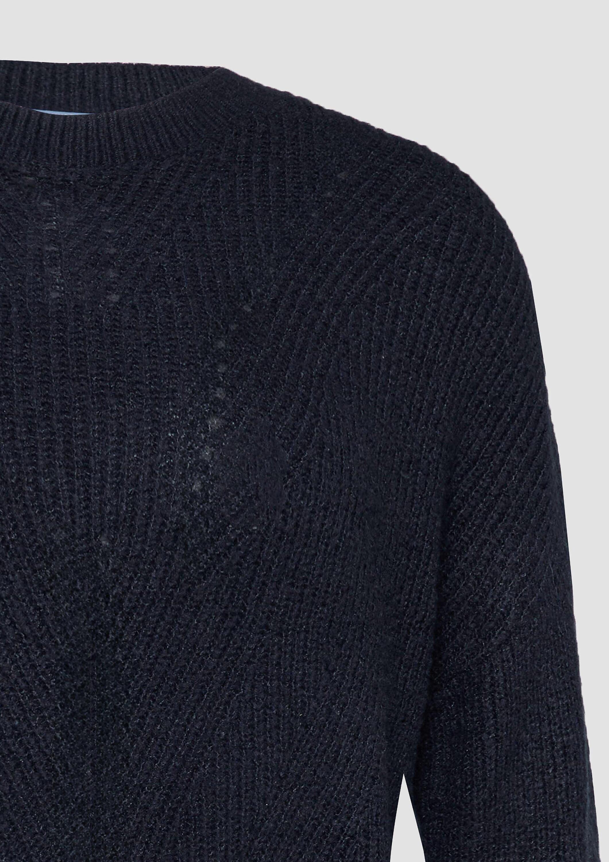 QS Longpullover Strickpullover Flauschiger Strickpullover mit Ajourmuster
