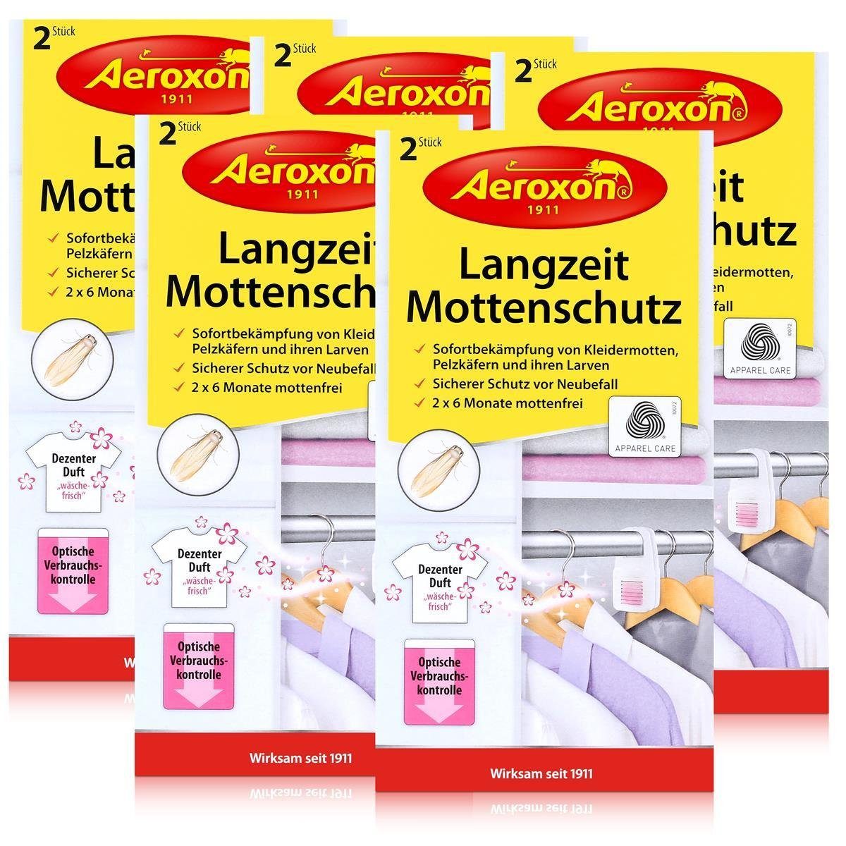Aeroxon Insektenfalle Aeroxon Langzeit Mottenschutz 2 Stück - Bekämpft Kleidermotten (5er Pa