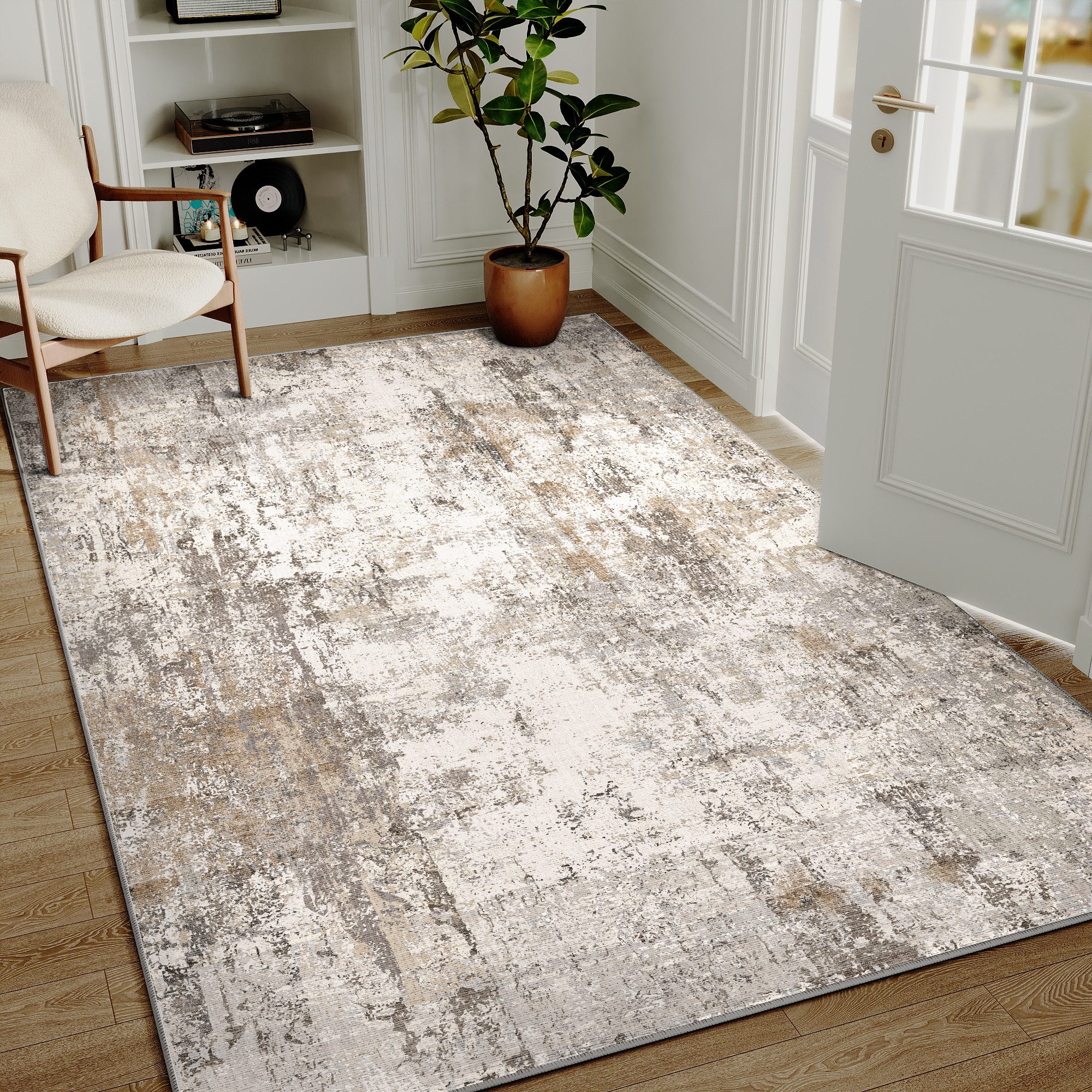 PURECOZY Teppich Verschiedene Größen, Waschbar & Rutschfest, abstrakter Stil, Rechteckig, Höhe: 6.1 mm, für Wohnzimmer, Schlafzimmer, Flur, Küche & Eingangsbereich