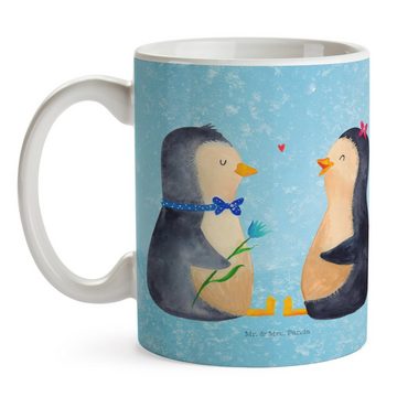 Mr. & Mrs. Panda Tasse Pinguin Pärchen - Eisblau - Geschenk, Geschenk Tasse, Tasse Sprüche, Keramik, Langlebige Designs