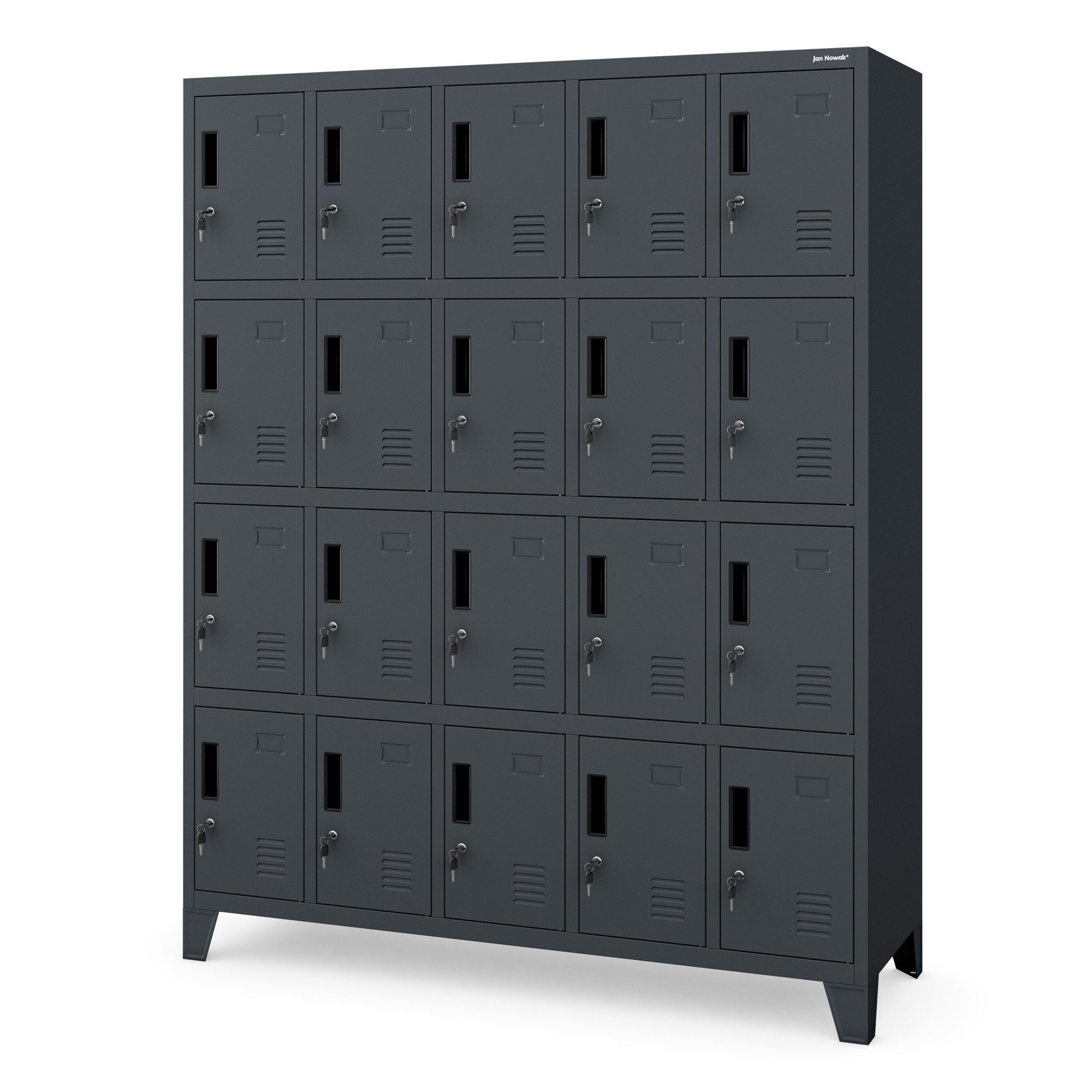 Jan Nowak Mehrzweckschrank Metall Schließfachschrank 136 cm ROBERT 20 Fächer abschließbar (Stahl 0,6 mm 172 x 136 x 45 cm Wandmontage möglich PZH) Spind Garderobenschrank Schloss je Fach 20 Schlüssel 10 Farben