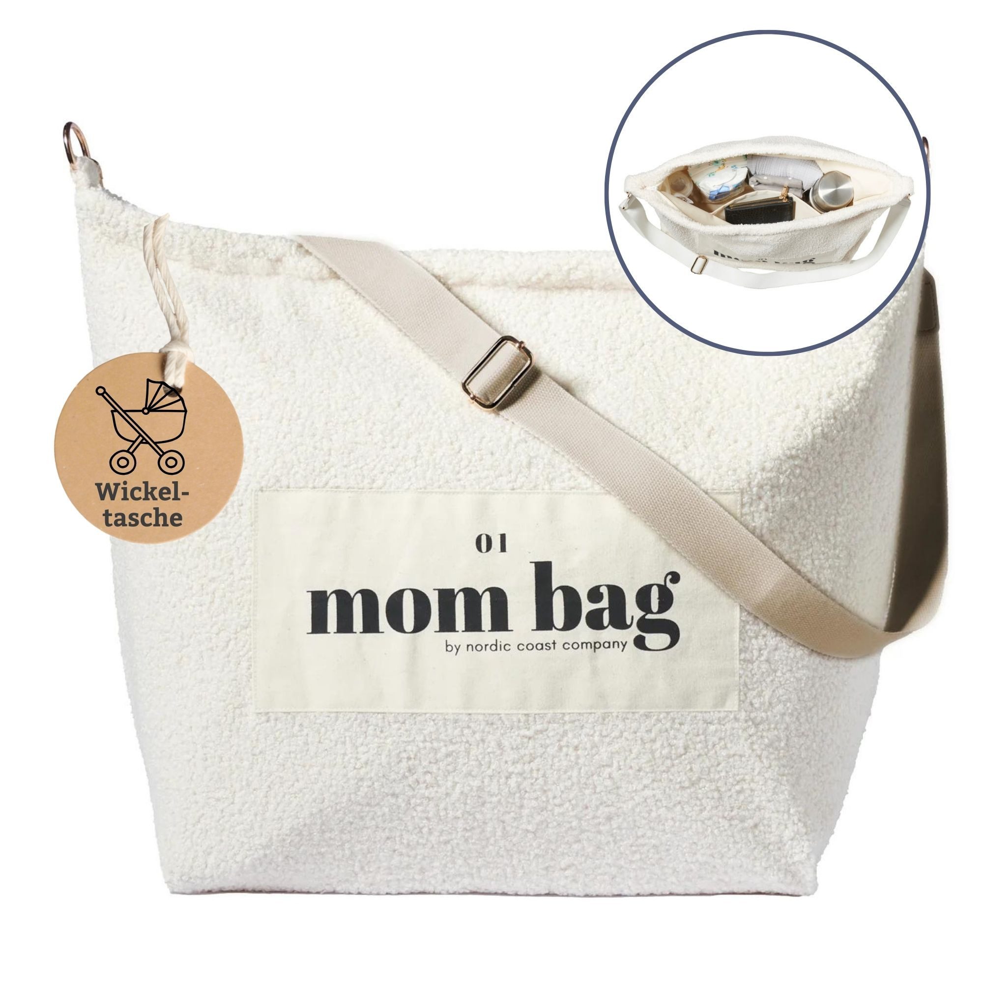 Wickeltasche Mom Bag Shopper Bag Kinderwagentasche Teddy Bouclé