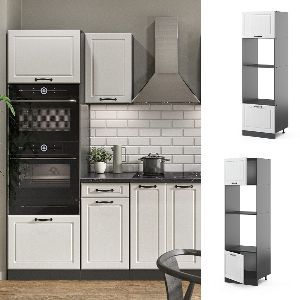 Vicco Mikrowellenumbauschrank R-Line, Weiß Landhaus/Anthrazit, 60 günstig online kaufen