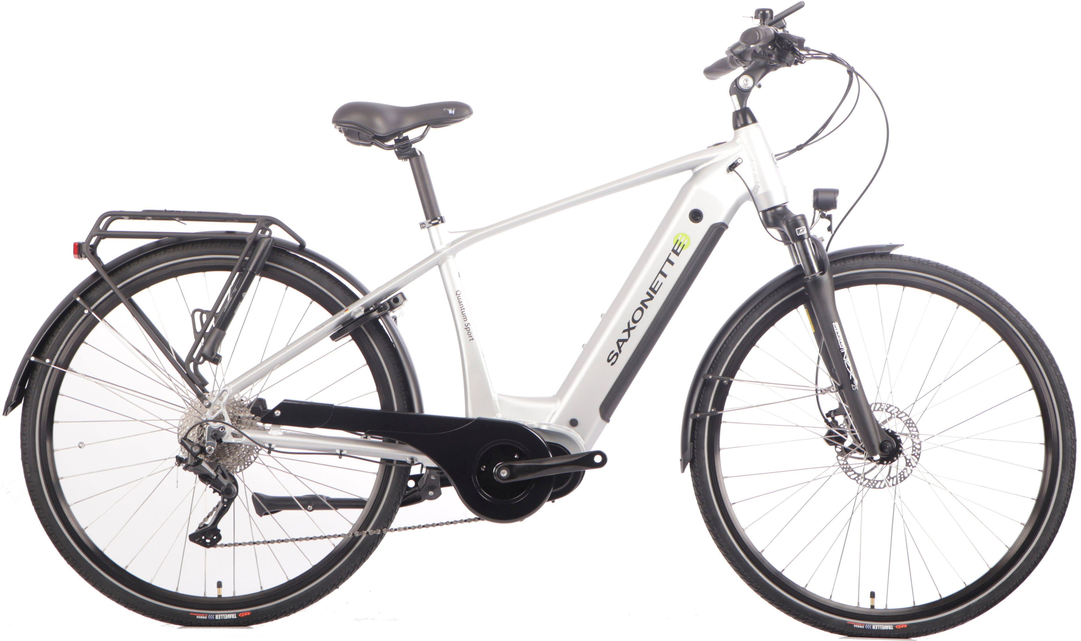 SAXONETTE E-Bike Trekkingrad Quantum Sport Diamand, 10 Gang Shimano, Kettenschaltung, Mittelmotor, 540 Wh, Pedelec, Elektrofahrrad für Damen u. Herren