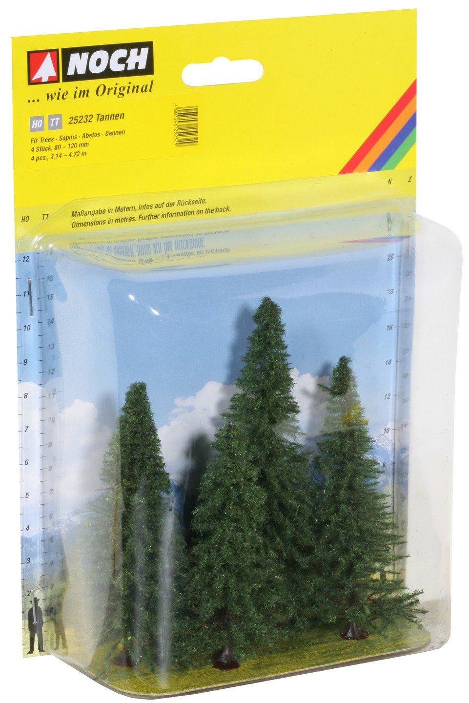 NOCH Modelleisenbahn-Baum Tannen, 4 Stück Modellbäume, Naturgetreue Beflocku, Pflanzen