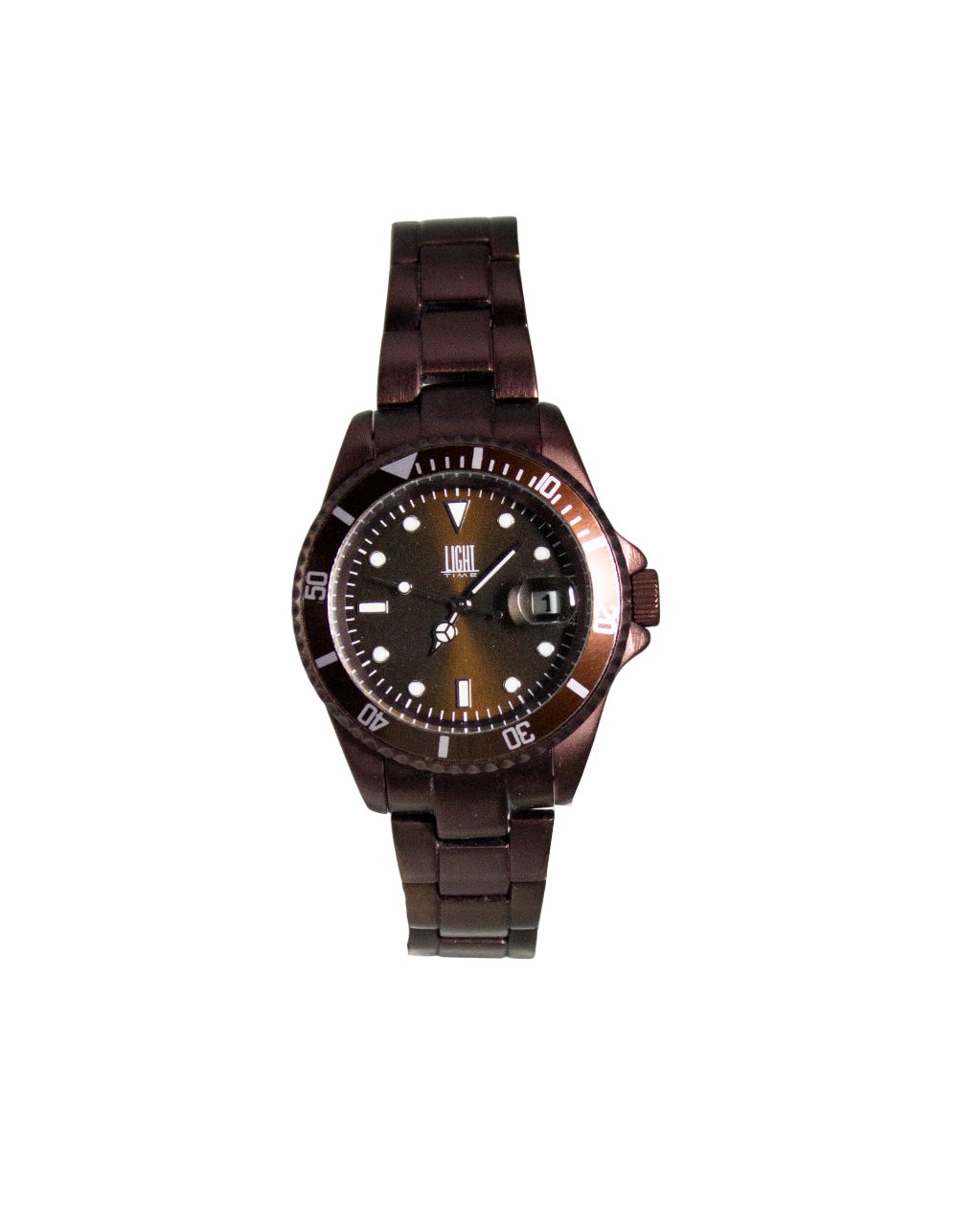 Light Time Quarzuhr Armbanduhr Damen Herren Aluminium Datum Braun L125COO, Datumsanzeige