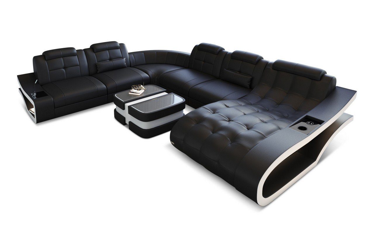 wahlweise Ledersofa Dreams Sofa Bettfunktion mit Form Leder Elegante Wohnlandschaft XXL Couch, Sofa