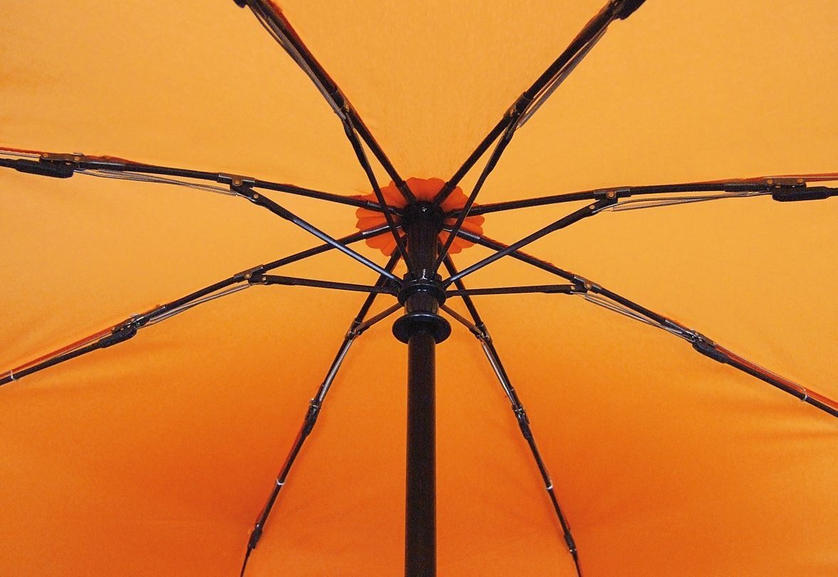 Automatik, EuroSCHIRM® trek, orange mit integriertem light Kompass Taschenregenschirm