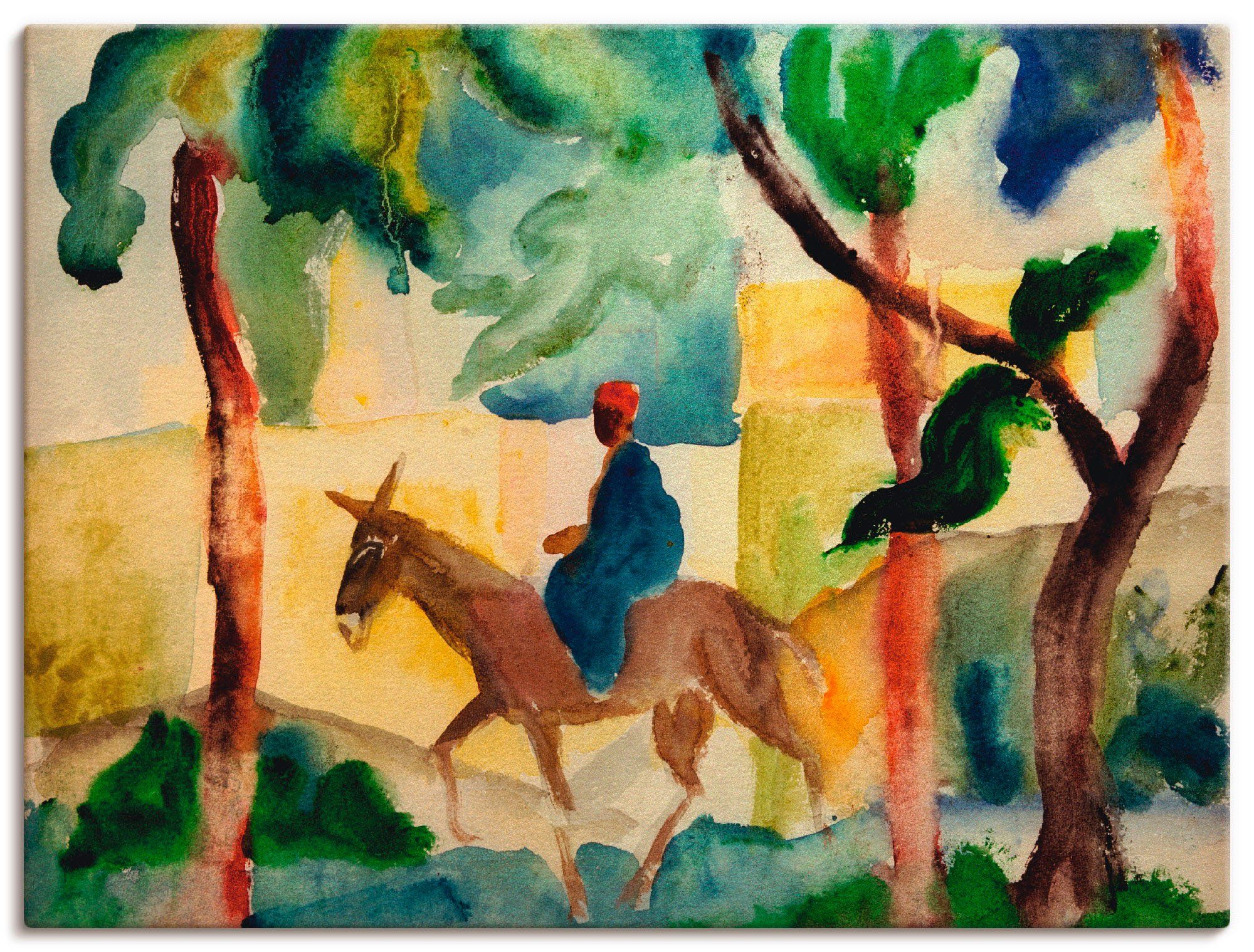 Artland Leinwandbild Eselsreiter, Mann (1 St), auf Holzrahmen gespannt