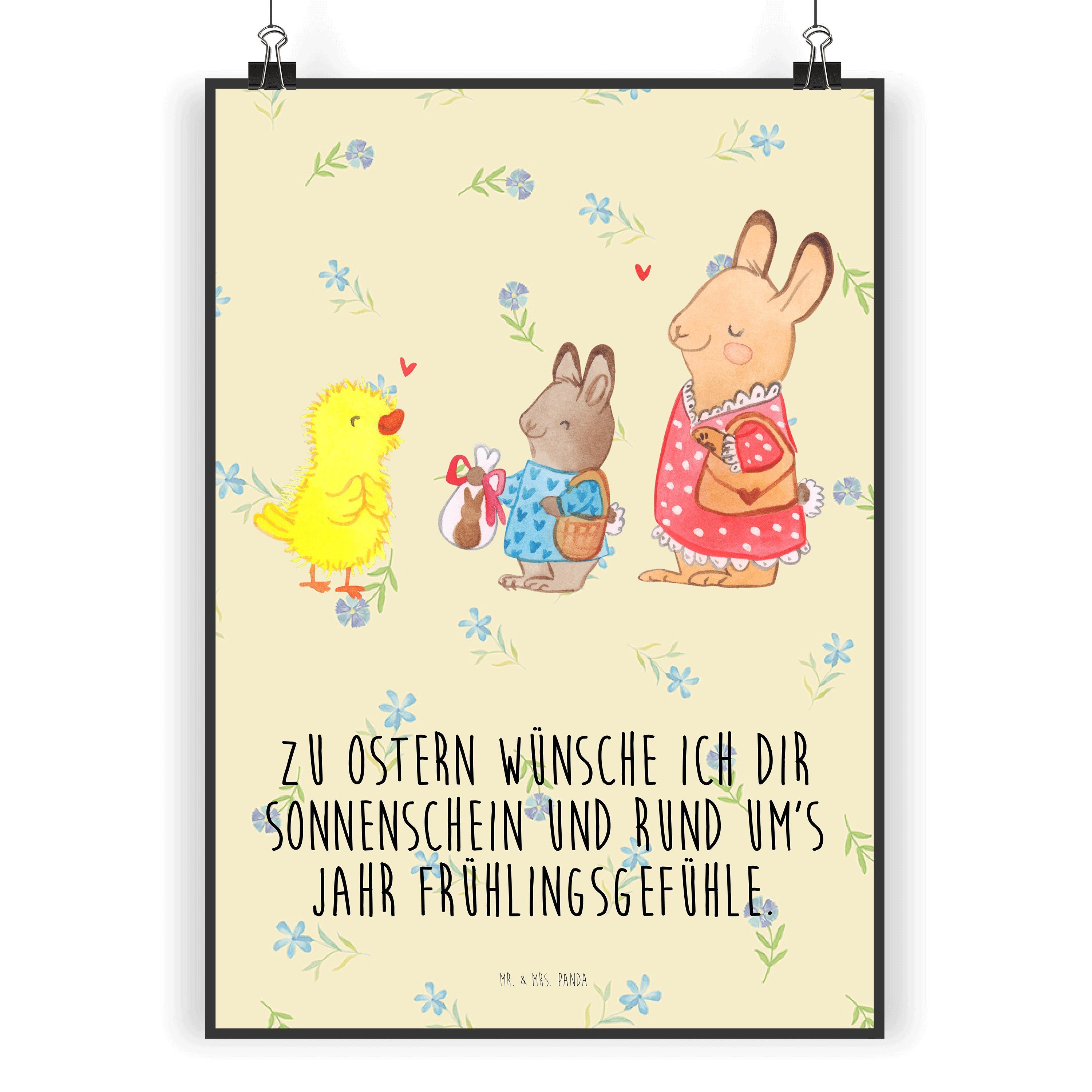 Mr. & Mrs. Panda Poster DIN A5 Ostern Geschenke - Blumig - Osterhase, Handgemaltes Poster, O, Ostern Geschenke (1 St), Detailreiche Motive