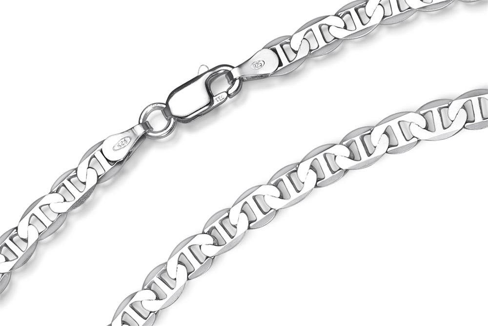 Silberkettenstore Silberarmband Stegpanzerkette Armband 4mm - 925 Silber, Länge wählbar von 16-25cm