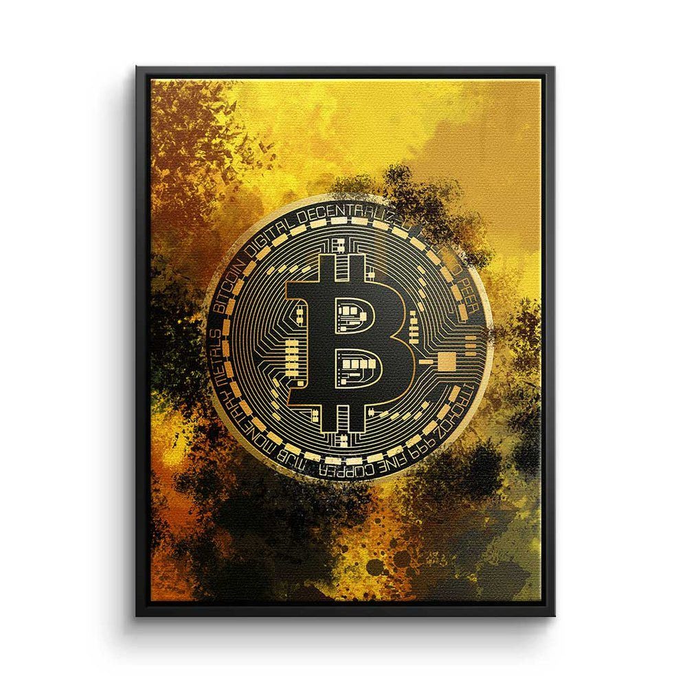 DOTCOMCANVAS® Leinwandbild, Premium Leinwandbild - Crypto - Wild Bitcoin - Trading - Motivation schwarzer Rahmen