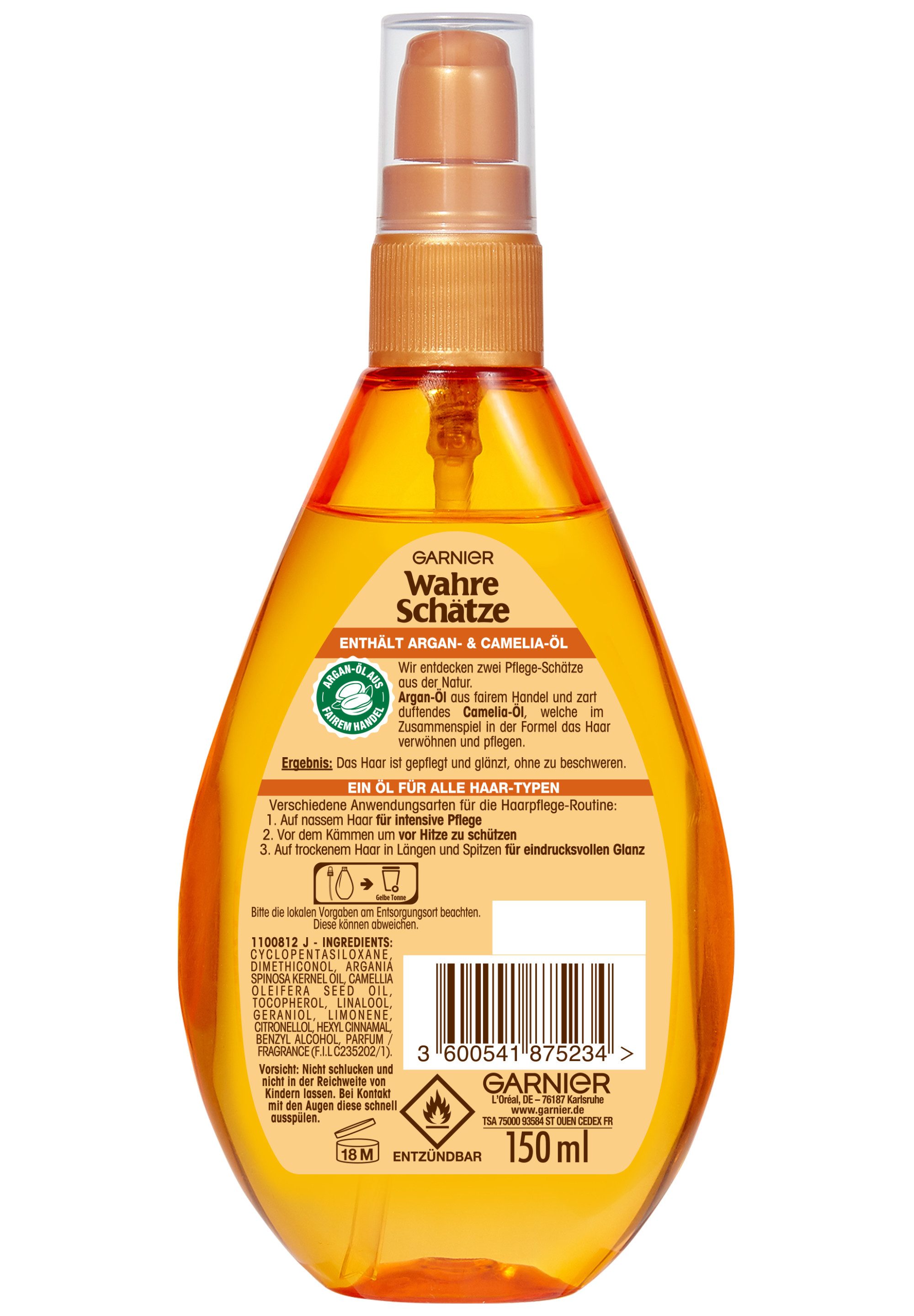 GARNIER Haaröl GARNIER WAHRE SCHÄTZE ARGAN & CAMELIA ÖL