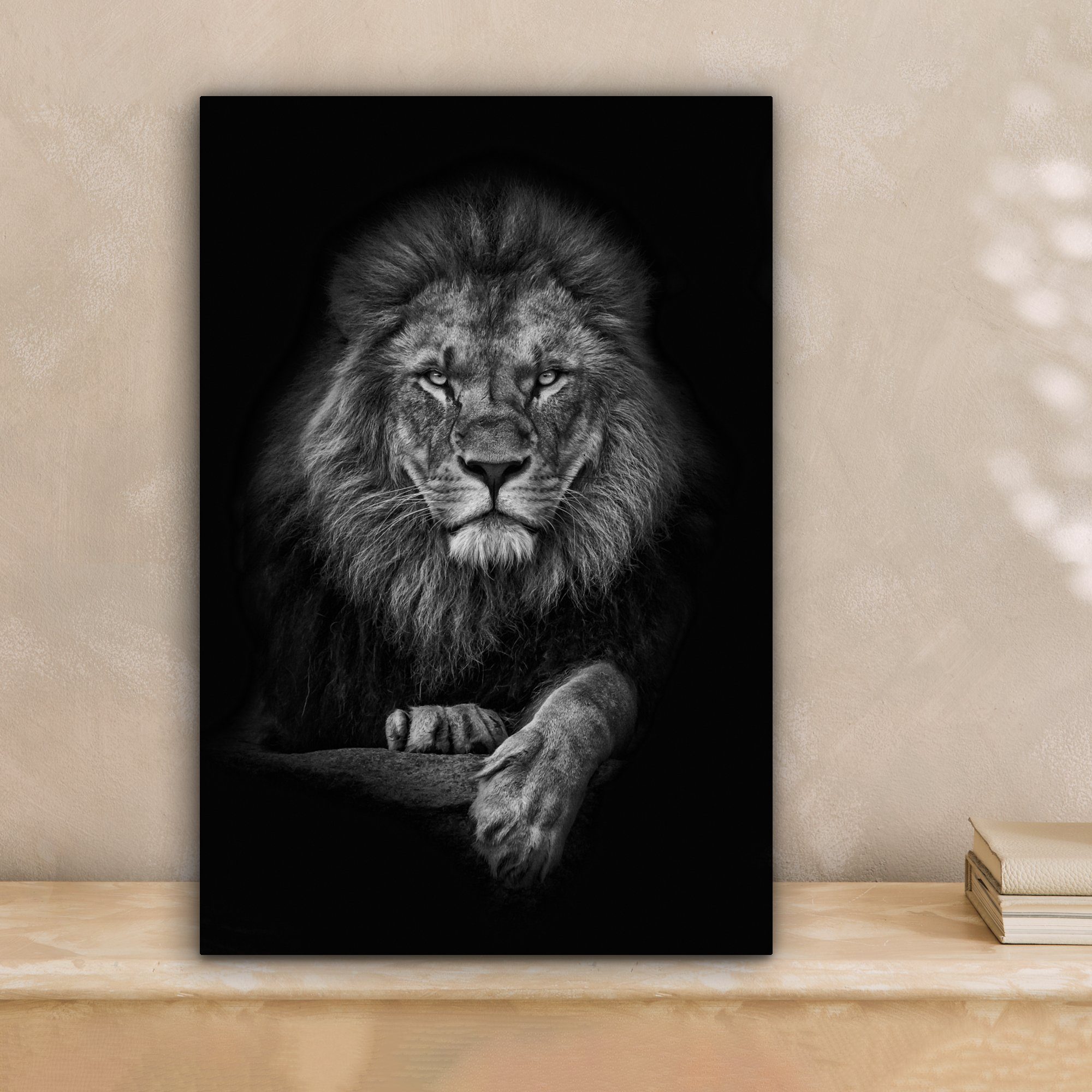 OneMillionCanvasses® Leinwandbild Löwe - Tiere - Schwarz - Weiß, Fotodruck günstig online kaufen