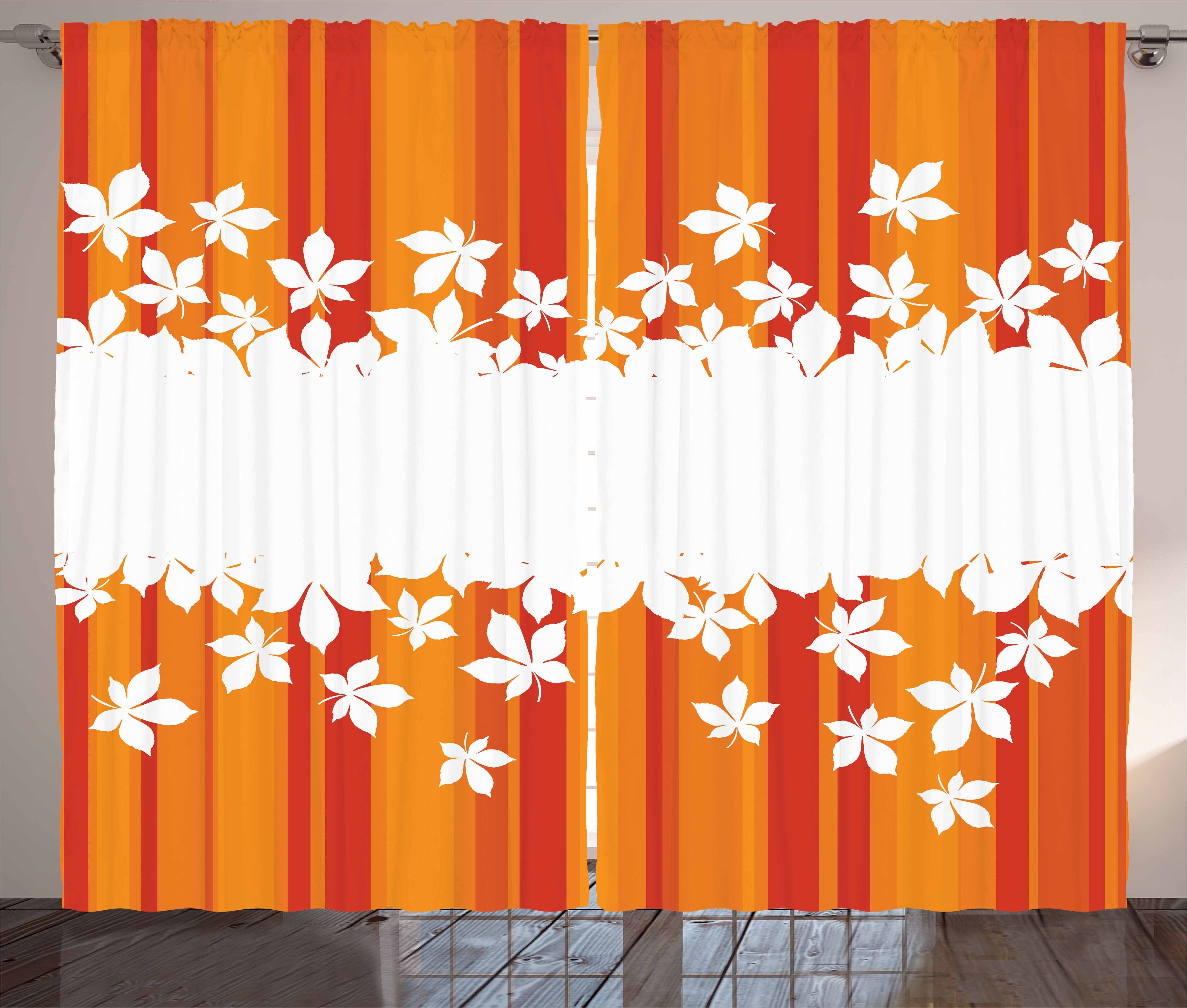 Gardine Schlafzimmer Kräuselband Farben Herbstliche mit Abakuhaus, Schlaufen Vorhang und Haken, Orange Stripes