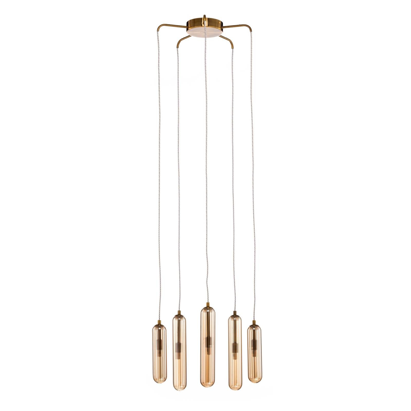 Lucande Hängeleuchte Freylin, Glas Creme IP20, 5 x 8 W LED