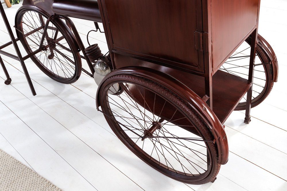 Fahrrad-Gestell · Barschrank · / Retro · Upcycling Esszimmer (Einzelartikel, natur Metall 190cm · riess-ambiente Massivholz schwarz DELHI 1-St) ·