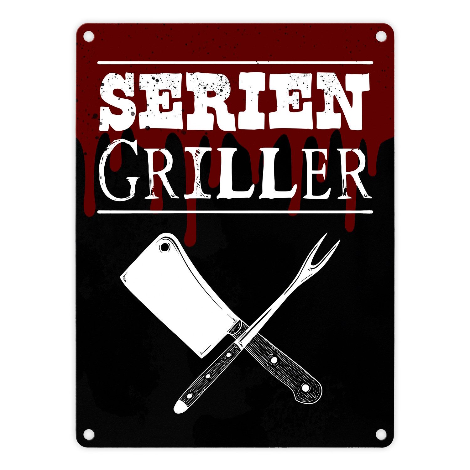 Metallschild Seriengriller Metallschild in 15x20 cm für den Grill als Gartendeko