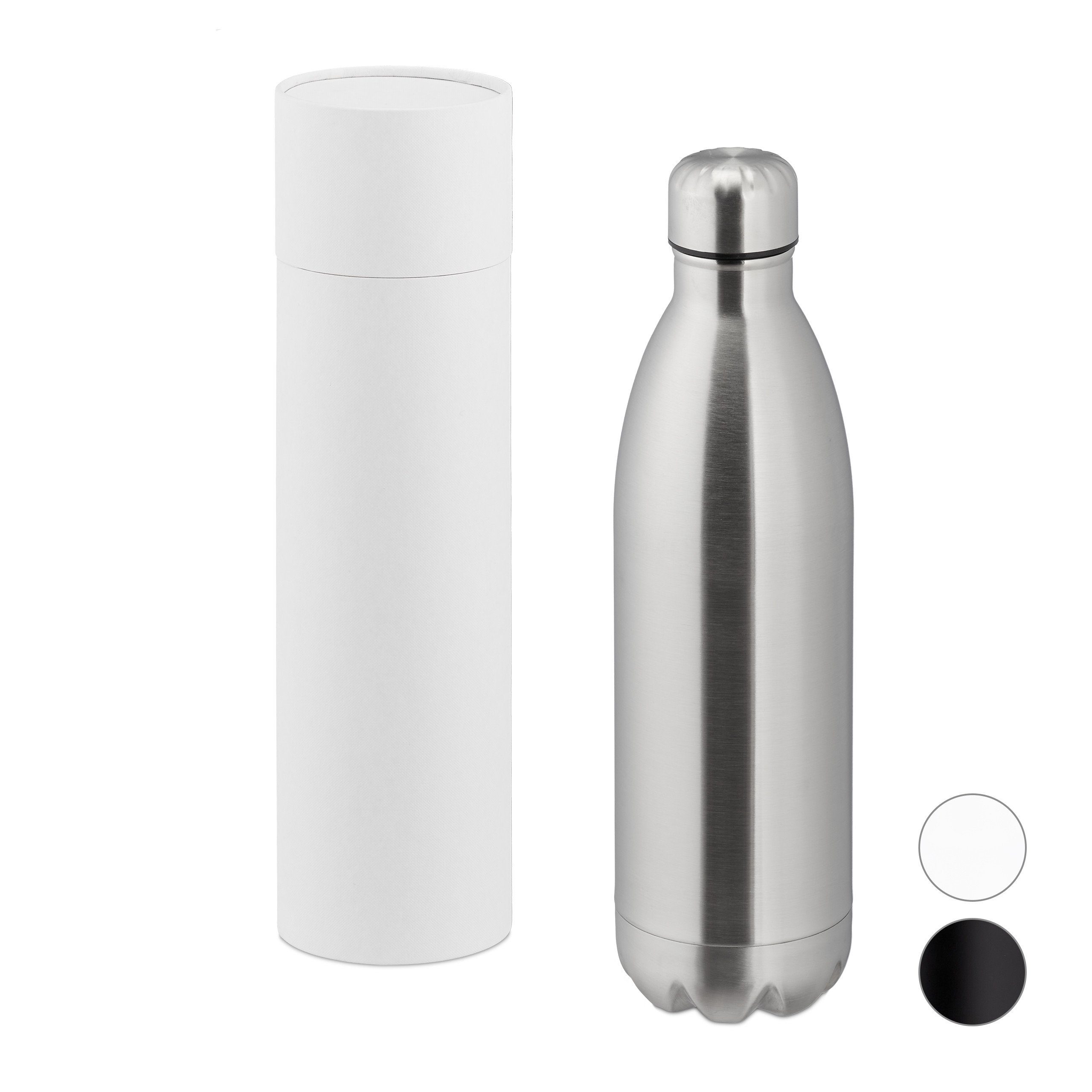 relaxdays Isolierflasche »1 x Thermo Trinkflasche 1 Liter silber«