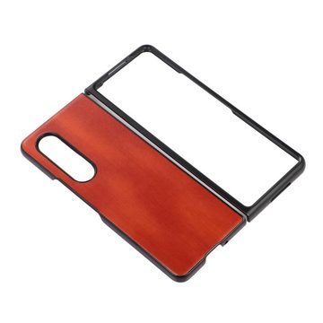 Wigento Handyhülle Für Samsung Galaxy Z Fold4 5G Kunstleder / Kunststoff Handy Tasche Hülle Etuis Braun