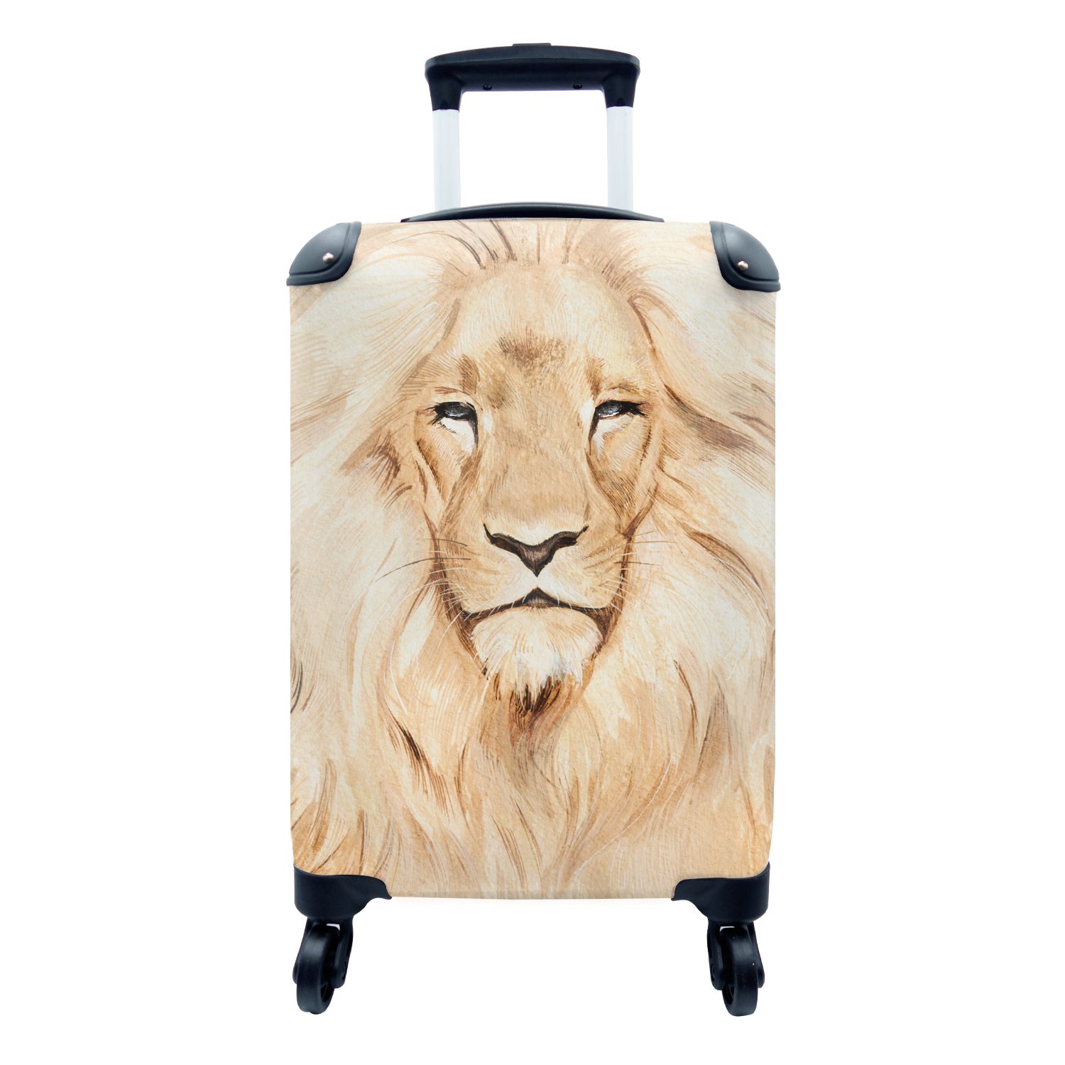 Handgepäckkoffer Reisetasche - MuchoWow Ferien, für 4 Illustration, mit Trolley, Handgepäck Reisekoffer Löwe Tiere rollen, Rollen, -