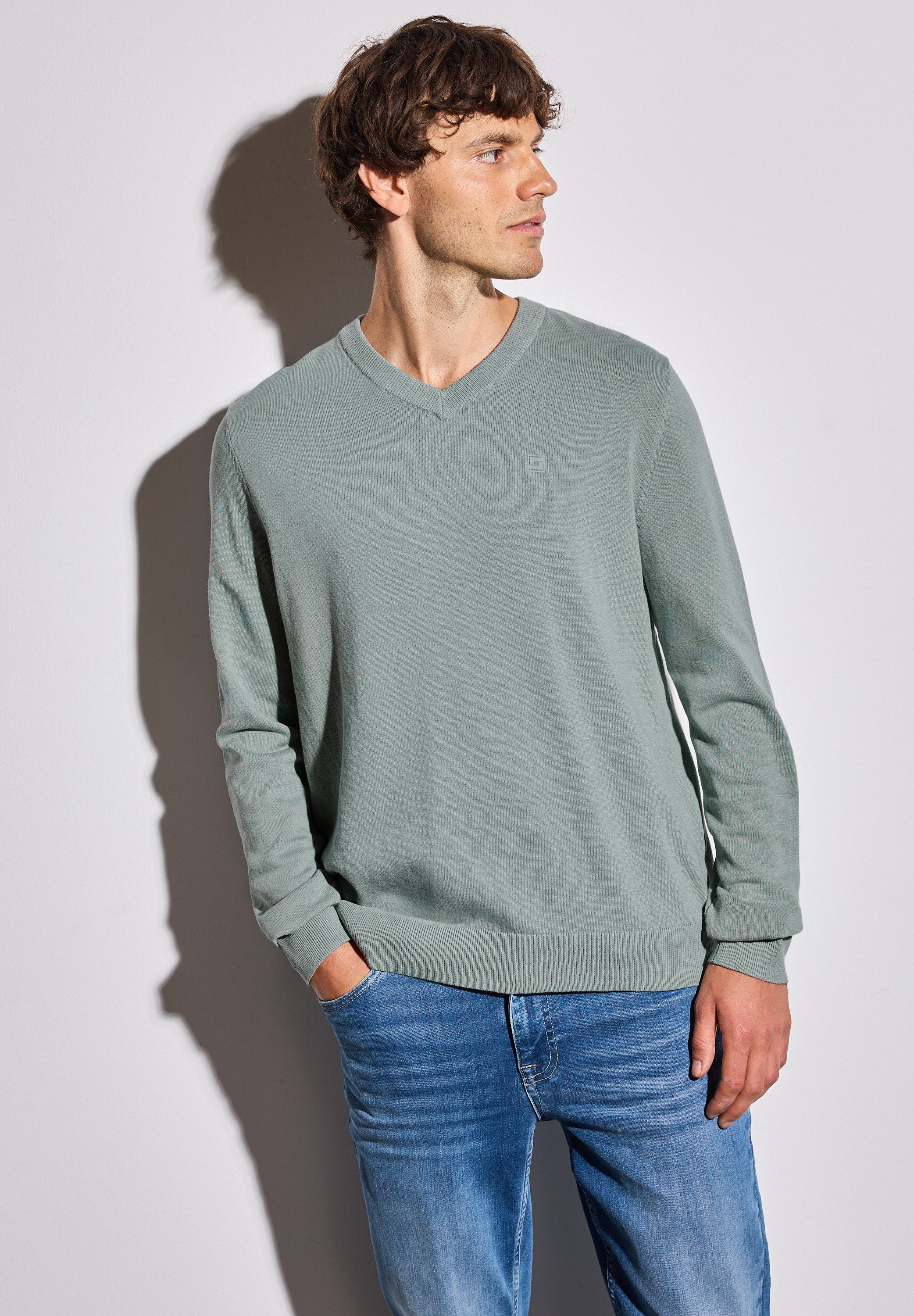 STREET ONE MEN Strickpullover aus reiner Baumwolle günstig online kaufen
