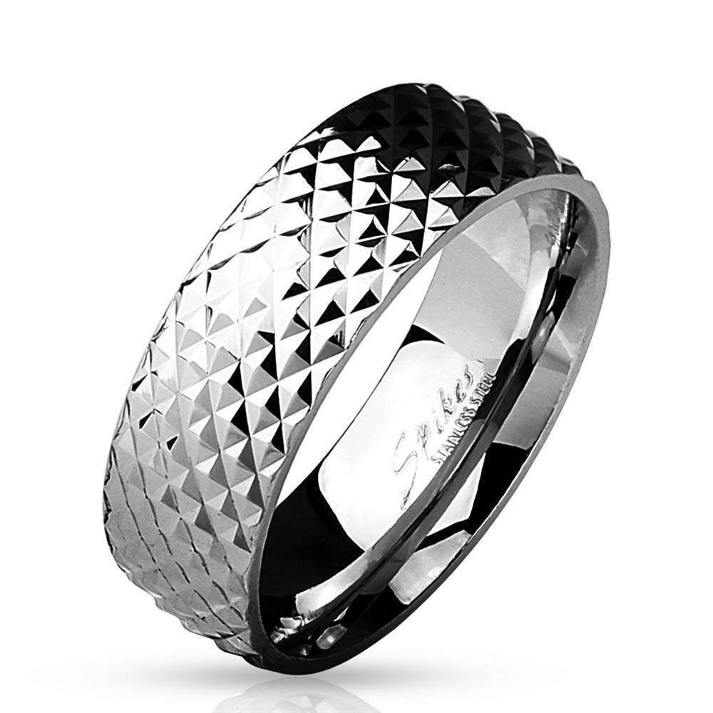 BUNGSA Fingerring Ring aus Silber Herren 1-tlg), Pyramidenoptik Edelstahl (Ring, Männer