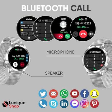 LUNIQUESHOP Smartwatch (1,19 Zoll, Android, iOS), mit Telefonfunktion, Sprachassistent Blutdruckmonitor Schlafmonitor