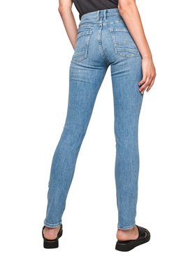 QS Stoffhose Slim: Slim leg-Jeans Leder-Patch, Destroyes, Waschung