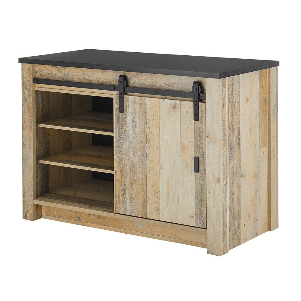 Lomadox Küchenzeile SHELTON-61, 133cm breit in Old Style hell mit anthrazit Küche Küchenmöbel