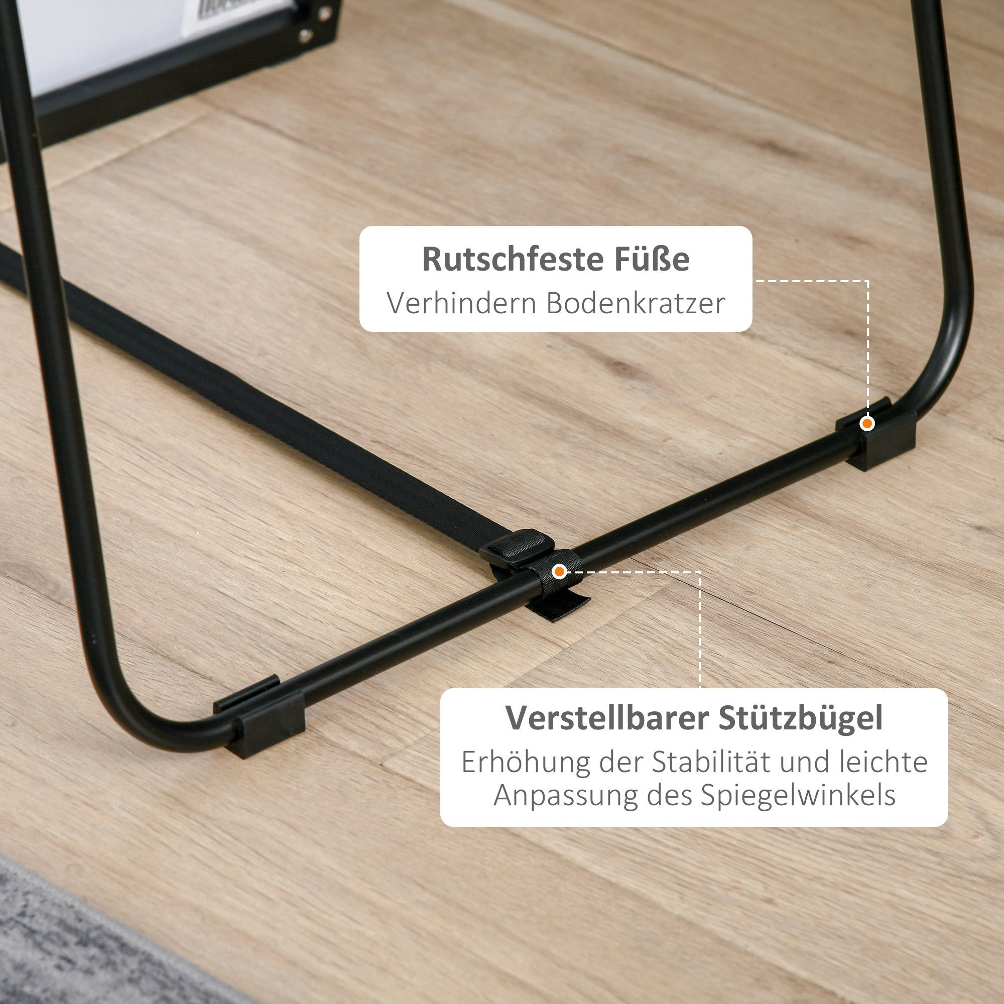 HOMCOM Standspiegel Ankleidespiegel Ganzkörperspiegel (Wandspiegel, 1-St., Garderobenspiegel), mit Ständer